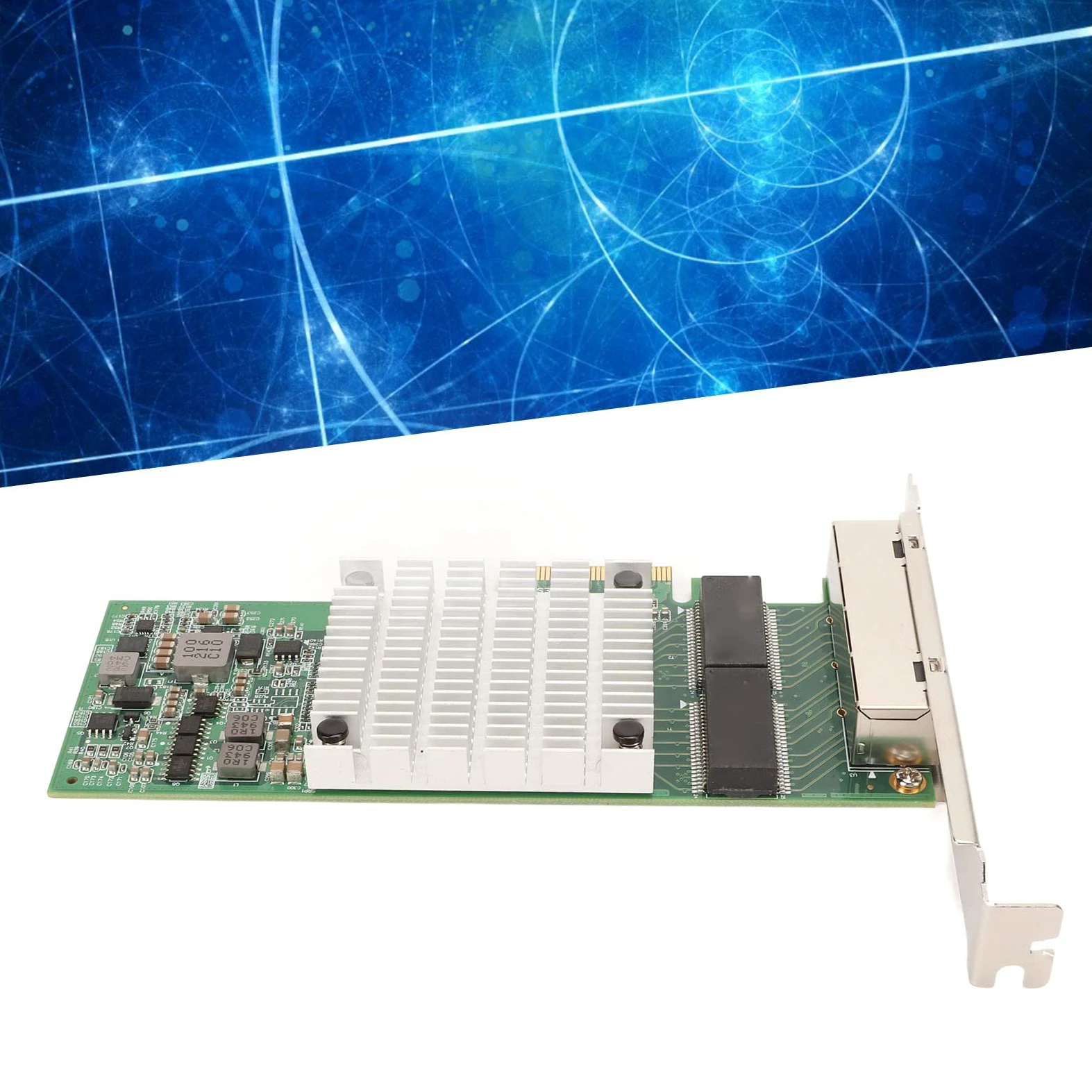 ASHATA Carte Réseau Gigabit PCIE 4 Ports, Deux pour Puce Intel I350, Ports RJ45, Carte Ethernet PCI Express pour Windows Server, Win7, XP, Vista et Linux