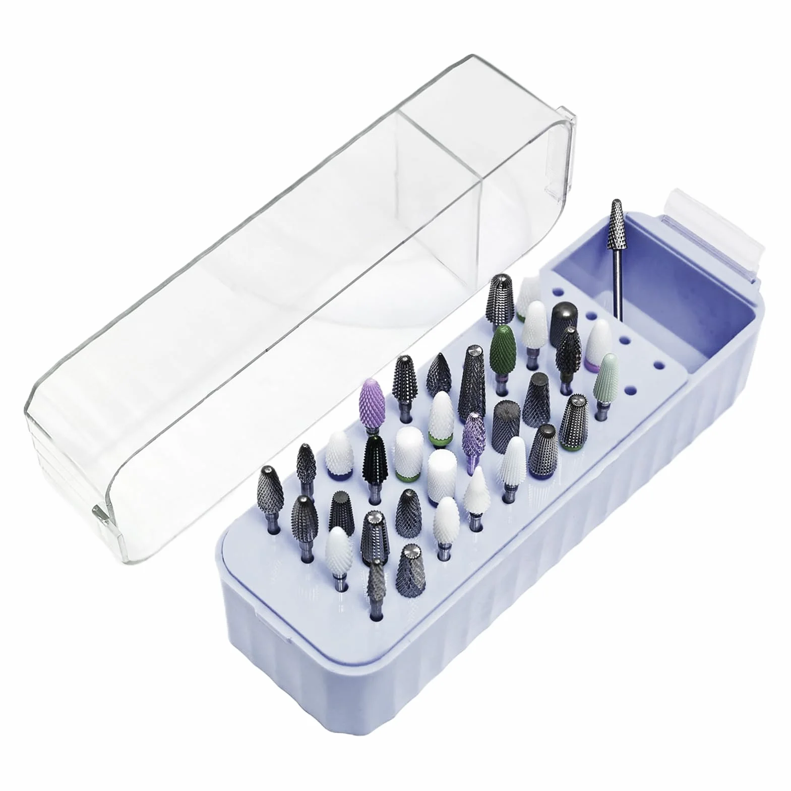 Boîtier Organisateur 40 Emplacements pour Fraises de Manucure - Boîte de Rangement Transparent Anti-Poussière