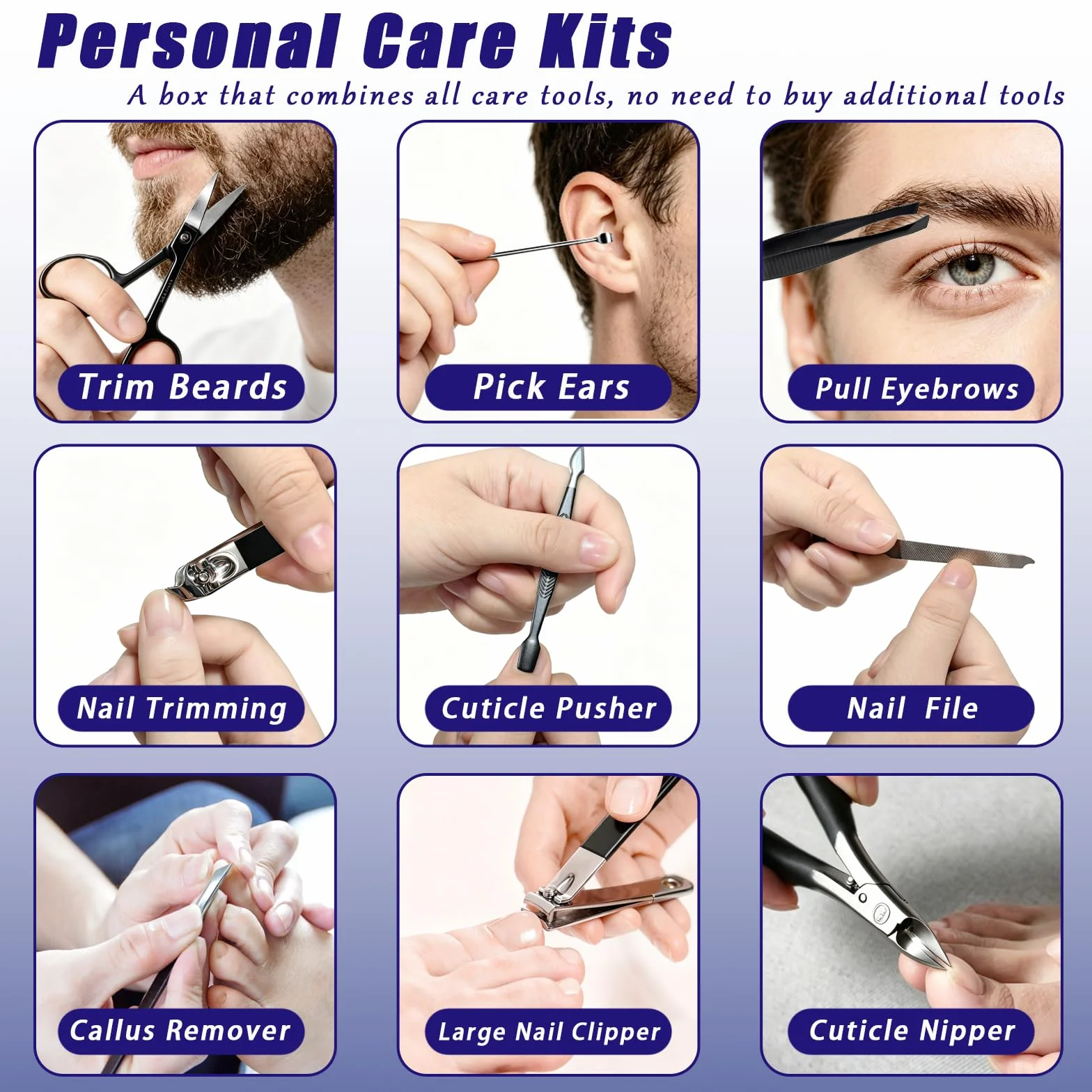 Professionnel Kit de Manucure et Pédicure 17-en-1, Acier Inoxydable, Portable