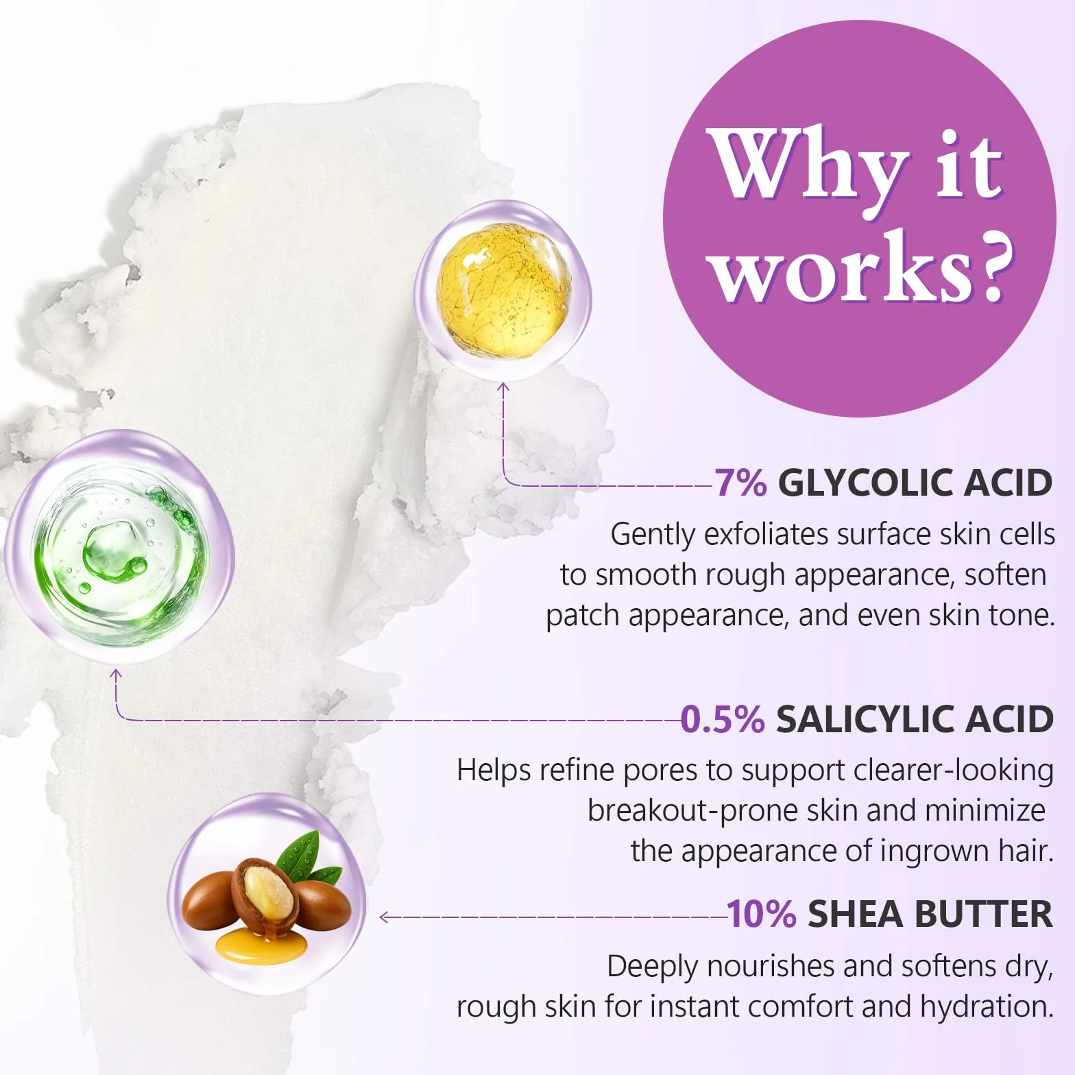 Bâton Exfoliant Corps Acide Glycolique 75 G 7% Acide Glycolique 0,5% Acide Salicylique AHA BHA