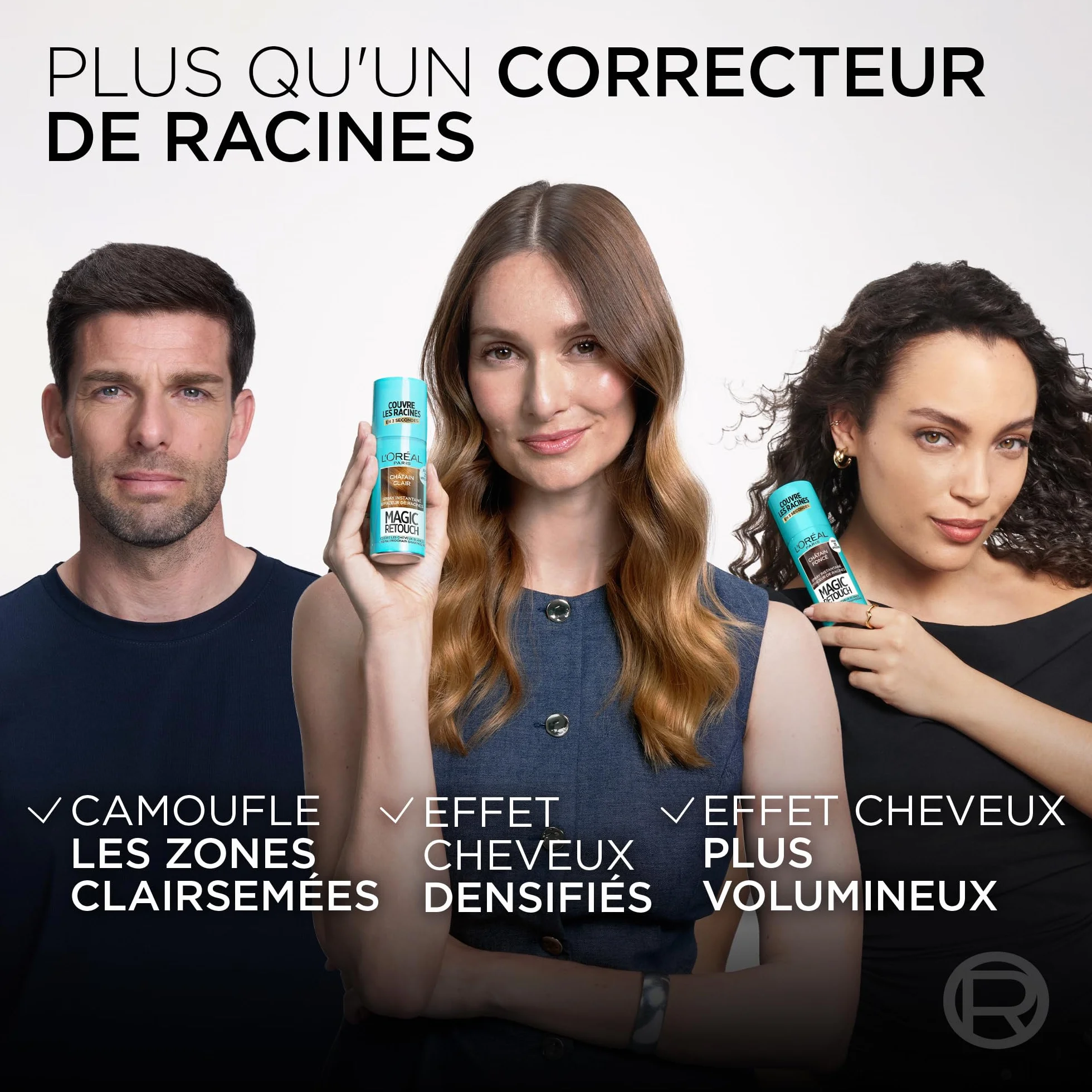 L’ORÉAL PARIS Magic Retouch Spray Instantané Correcteur de Racines & Cheveux Blancs, Châtain Foncé, 2x75ml