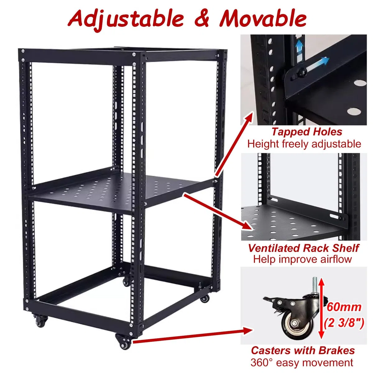 Vibeo Racks pour Ordinateur et Serveur Rack Réseau Mobile à Ouverte Blanc