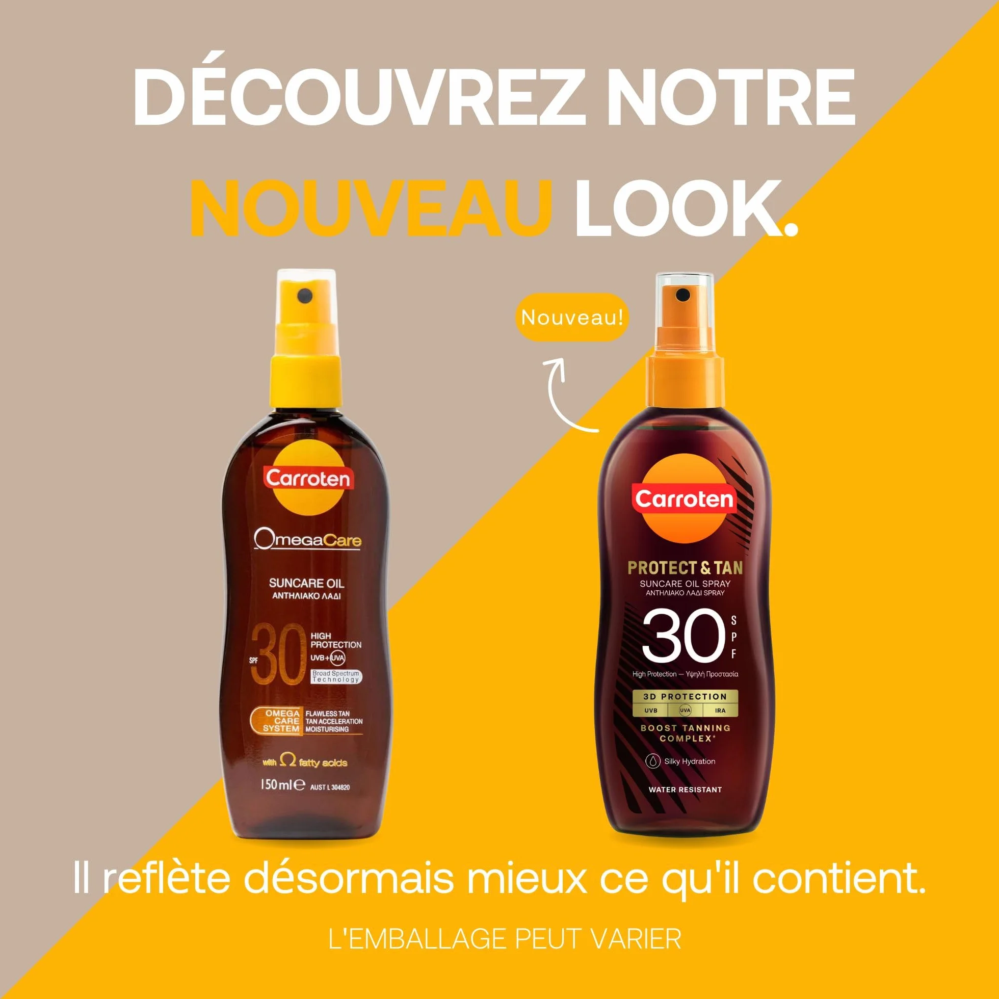 Carroten OmegaCare Tanning Oil FPS 30 150 ml - Huile Bronzante avec Acides Gras Oméga - Protection Solaire