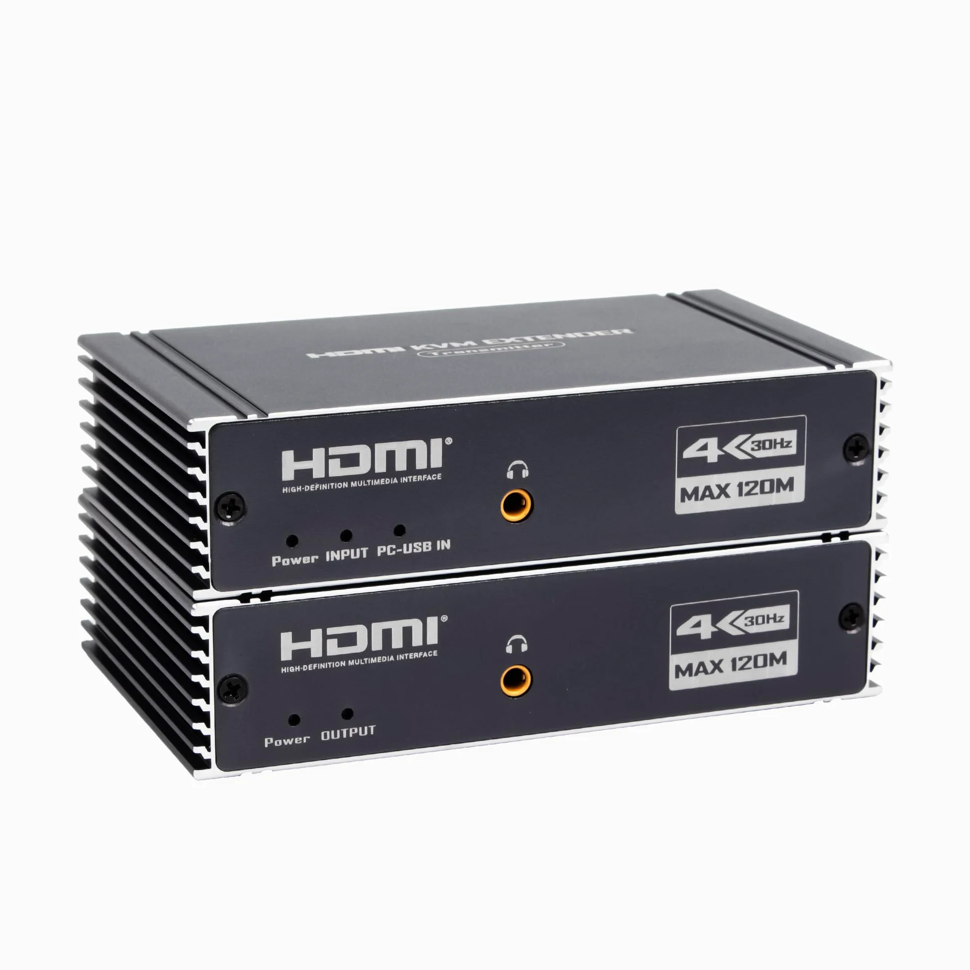 Extendeur KVM HDMI 4K 30 Hz 120M, extendeur HDMI avec contrôle KVM USB RJ45 120M sur Cat5e/Cat6 POC avec prise en charge de la boucle Clavier et souris USB pour ordinateur PC