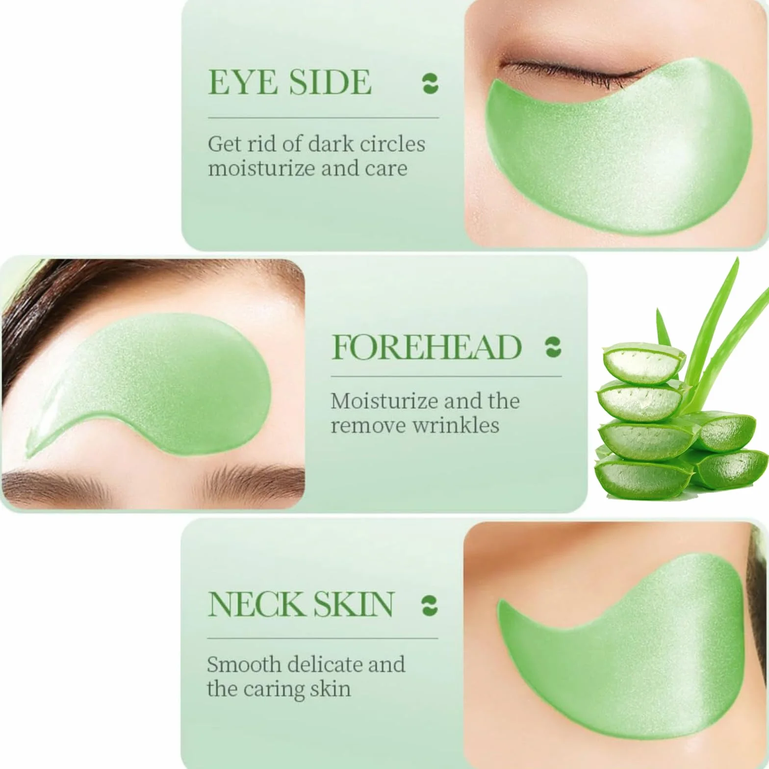 Patchs Yeux Anti Cernes 60 Pièces Aloe Vera Anti Poches Homme Femme Masque Réutilisable Hydratant Lissant