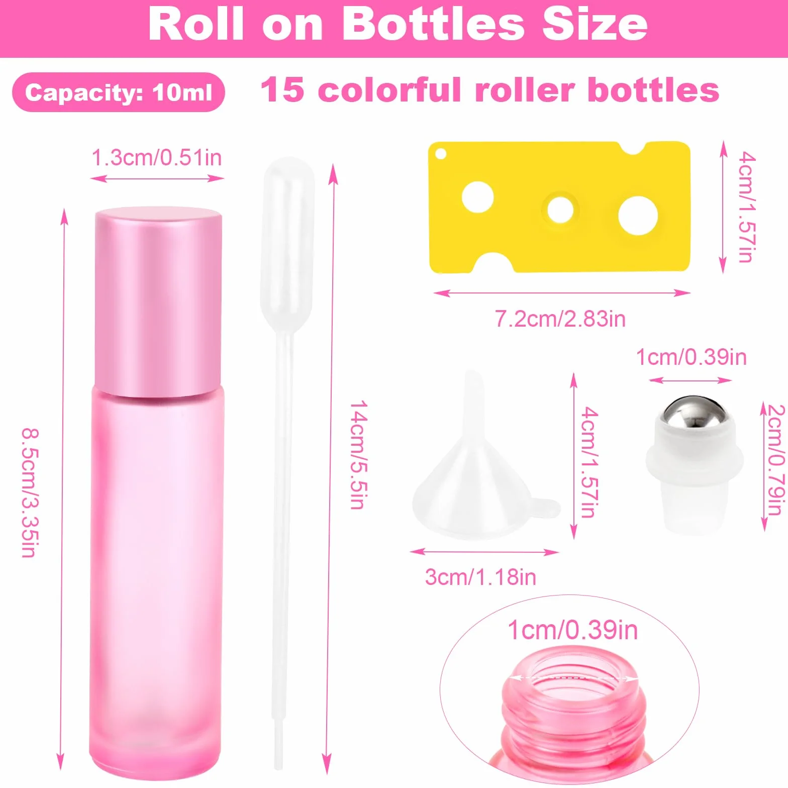 Flacon Roll On En Verre 10 Ml Huiles Essentielles Vide Bille Acier Inoxydable Rechargeable Aromathérapie