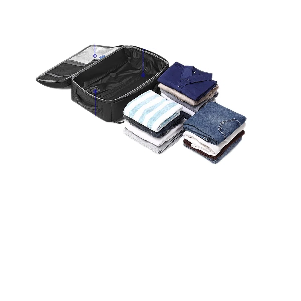 Dpofirs Backpack de Voyage à Vide, Sac à Dos Extensible 22L, avec une Pompe à Vide, un Ordinateur Portable de 19 Pouces, un Sac de Compression de Phoque, pour les Voyages D'affaires
