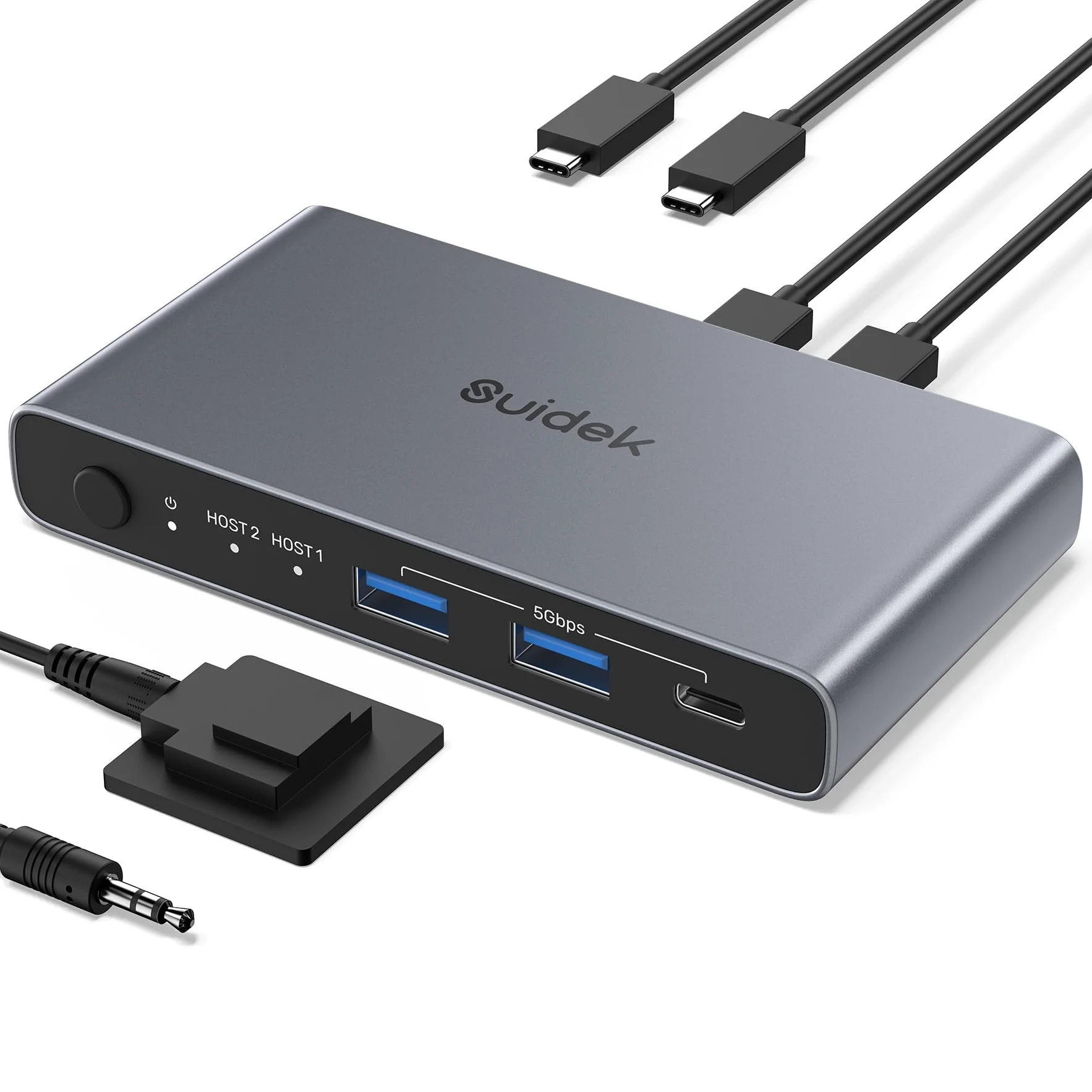 SUIDEK Commutateur KVM USB C pour 2 PC et 1 Moniteur 4K@60Hz, avec 2 Ports USB A, 1 Port USB C, 2 Ordinateurs Portables/Consoles de Jeu de Partager 1 Moniteur HDMI, Clavier/Souris/Imprimante, etc.