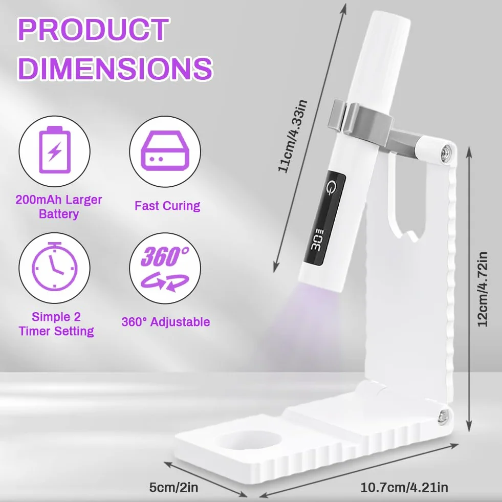 Flintronic Lampe UV Ongles Gel 3W Portable Professionnel avec Charge Rapide USB-C Double Minuteur 30s/60s Écran Tactile