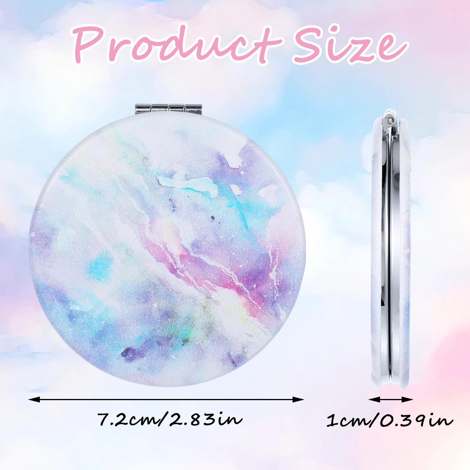 Dimeho Miroir de maquillage compact grossissant pliable double face 2X Lila