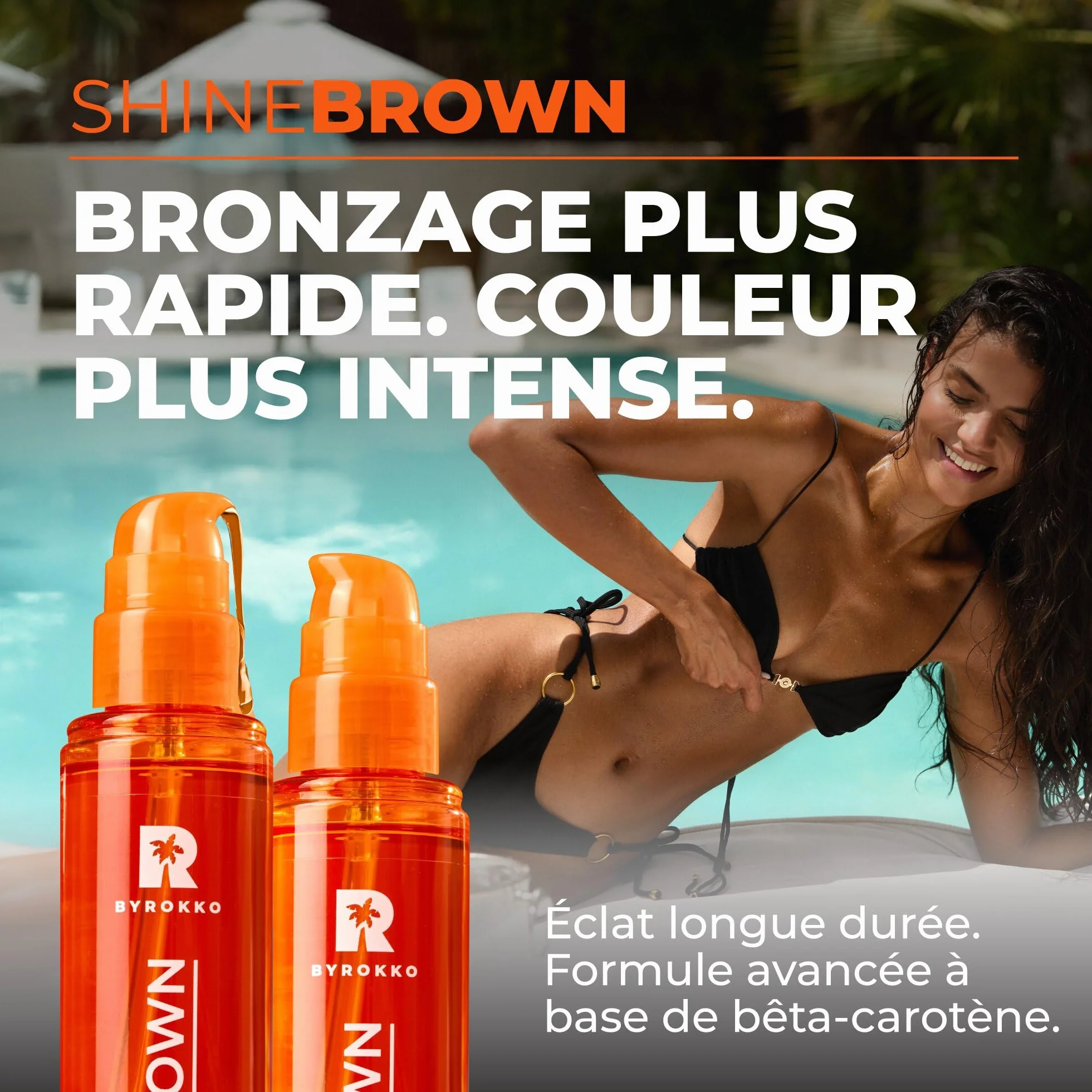 BYROKKO Huile de bronzage bêta-carotène 150 ml accélérateur de bronzage pour banc de soleil et soleil d'extérieur