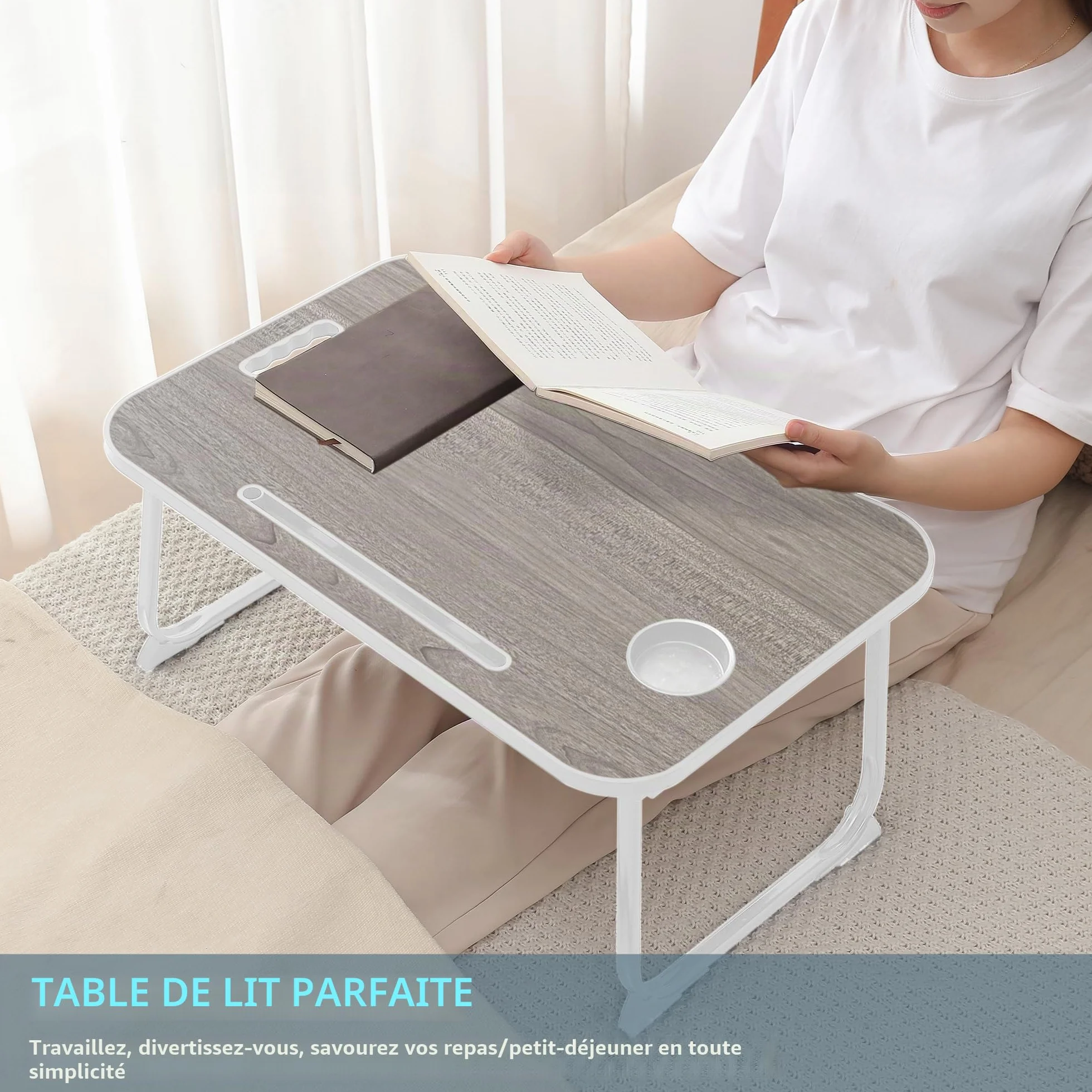Bureau de lit pour Ordinateur Gris
