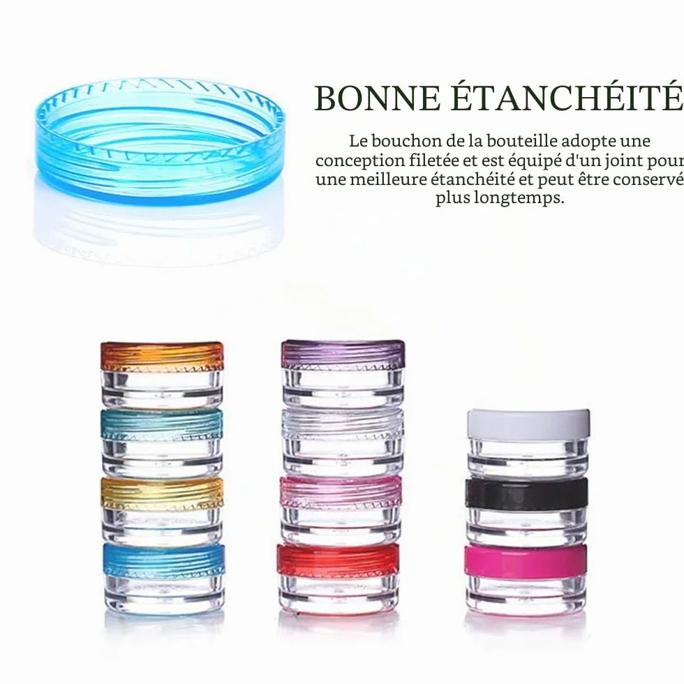 Récipients cosmétiques ronds vides avec couvercle en plastique pour crèmes, vernis à ongles, baume à lèvres
