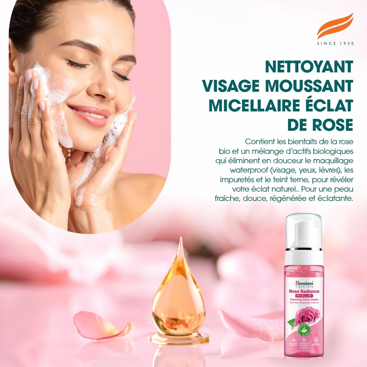 Himalaya Rose Radiance Nettoyant moussant micellaire visage 150 ml