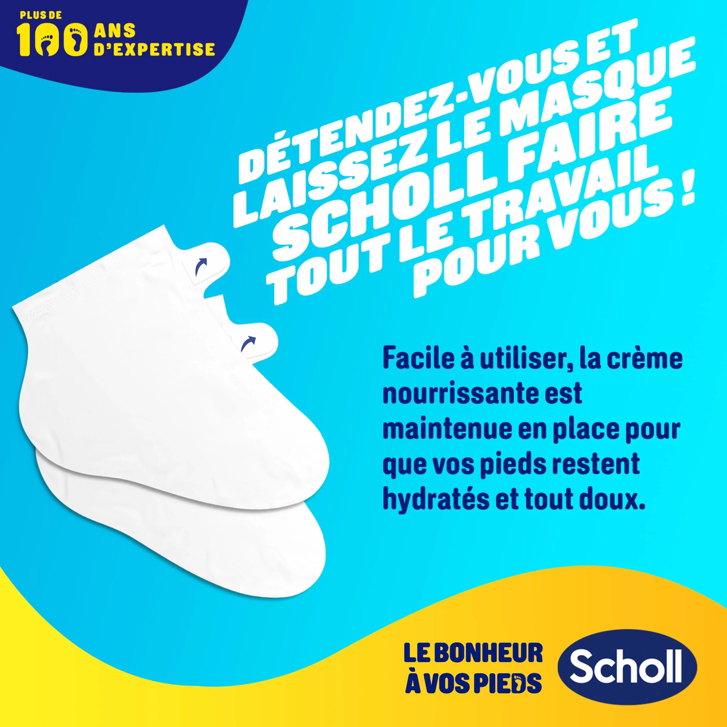Scholl Masques pour pieds Nourrissants Lot de 4 paires Hydratation Intense