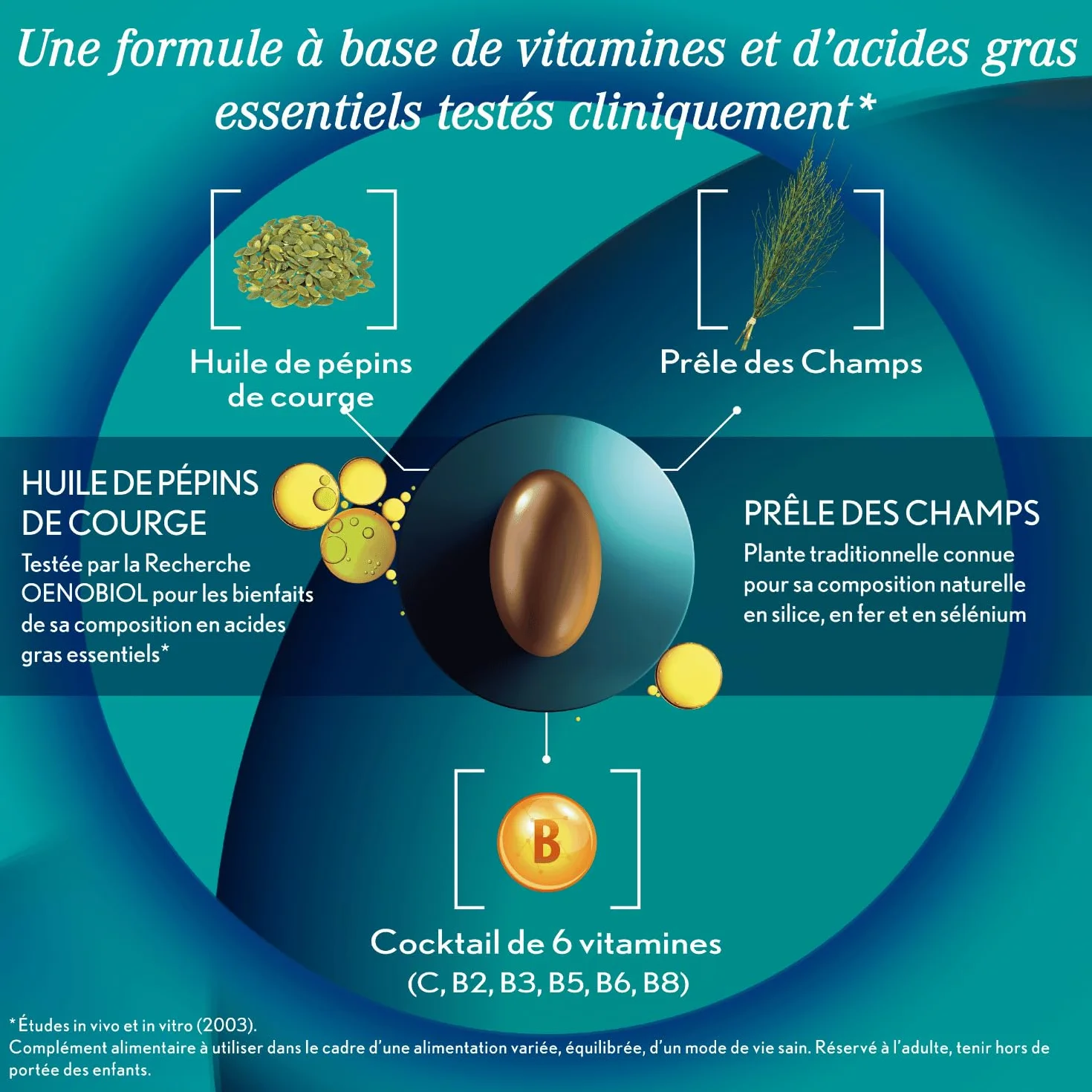 OENOBIOL HAIR EXPERT Chute de Cheveux Complément Alimentaire 2x60 Capsules Programme 2 Mois