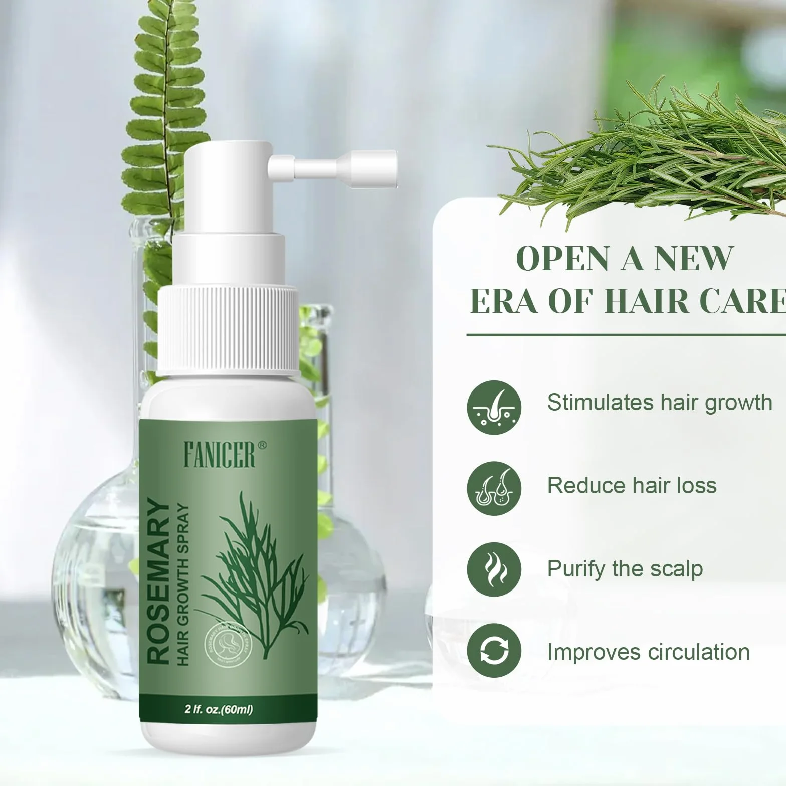Serum Pousse Cheveux à Huile Essentielle de Romarin pour Croissance Rapide 60ml