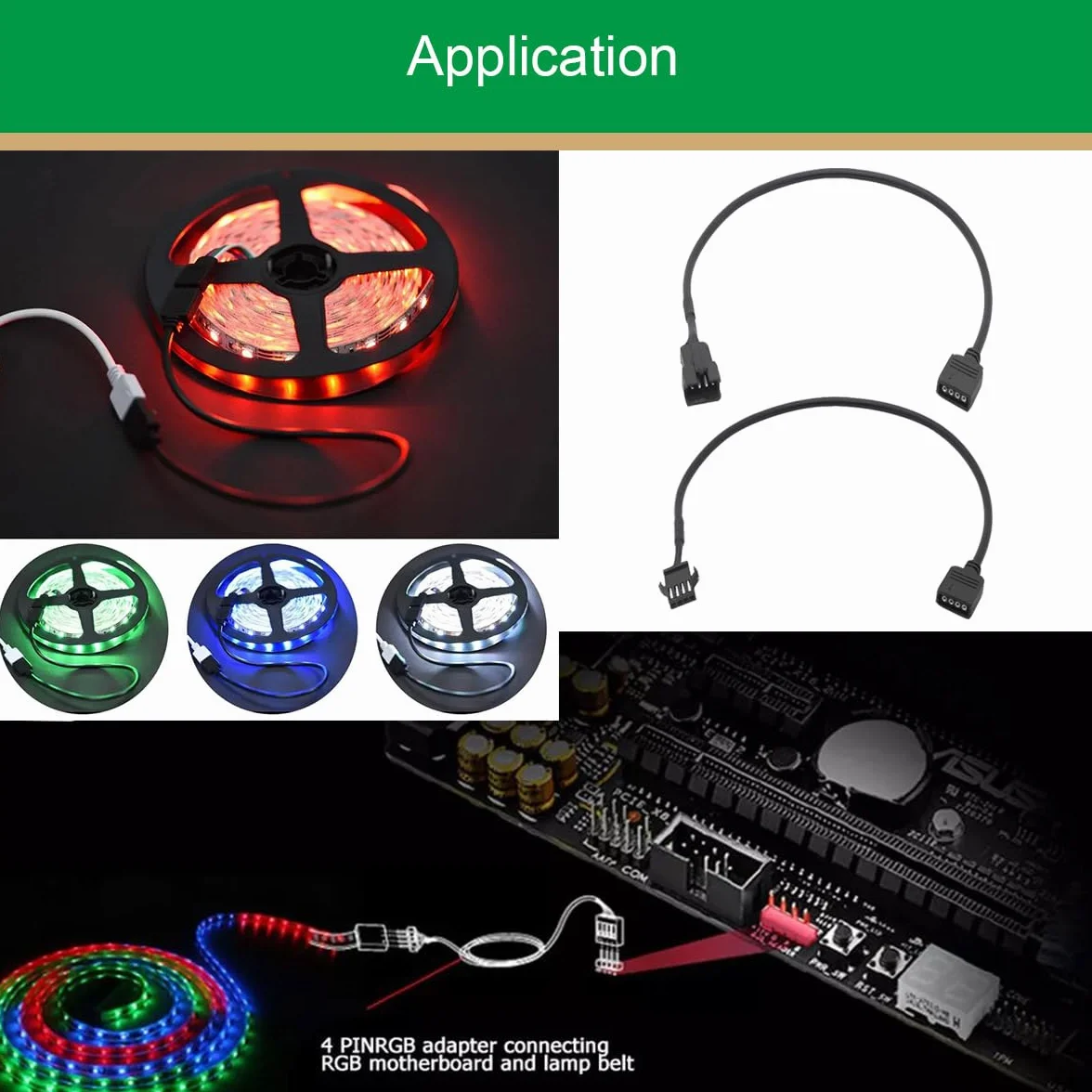 Câble d'extension RVB 4 broches vers adaptateur 12V mâle/femelle pour bandes LED, ventilateurs PC, cartes mères