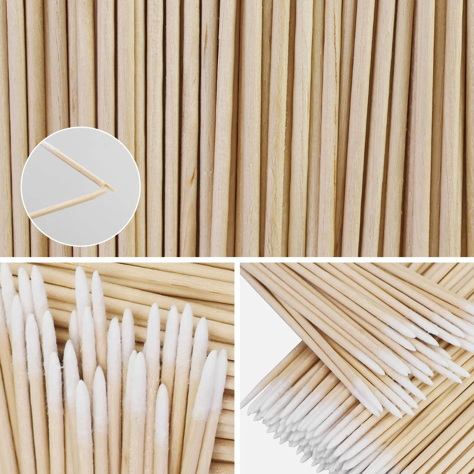 Cotons-tiges pointus en bois 7 cm pour tatouage sourcils beauté maquillage ongles bambou