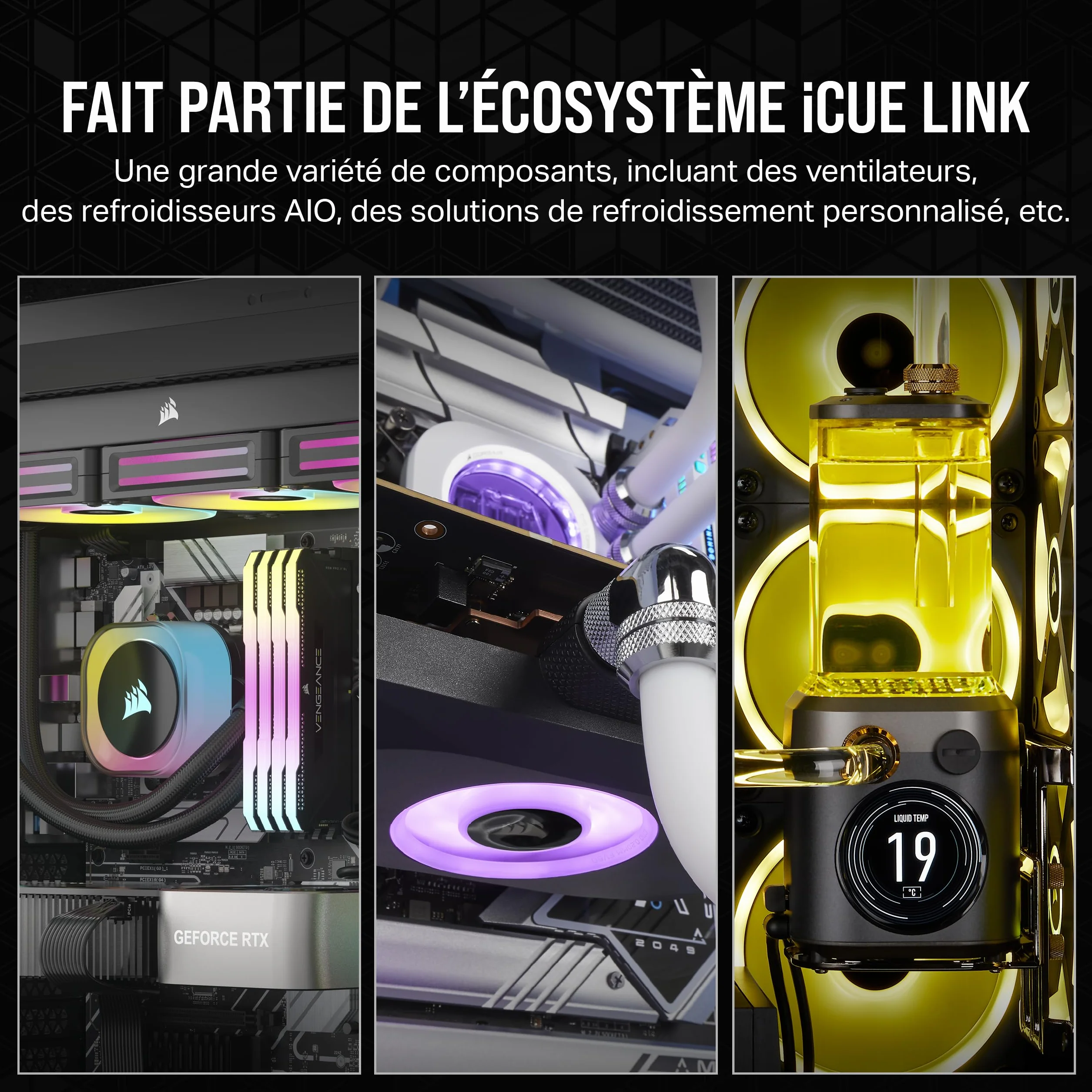 CORSAIR iCUE LINK RX120 RGB 120mm Ventilateurs PWM Triple Pack Noir