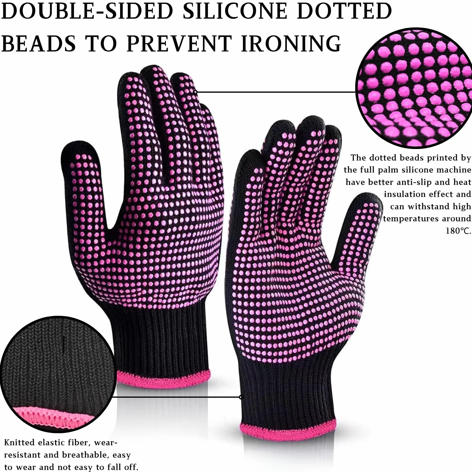 KEYRI Gants Résistants à la Chaleur Silicone pour Fer à Friser, Protection Coiffure (Rose Rouge)
