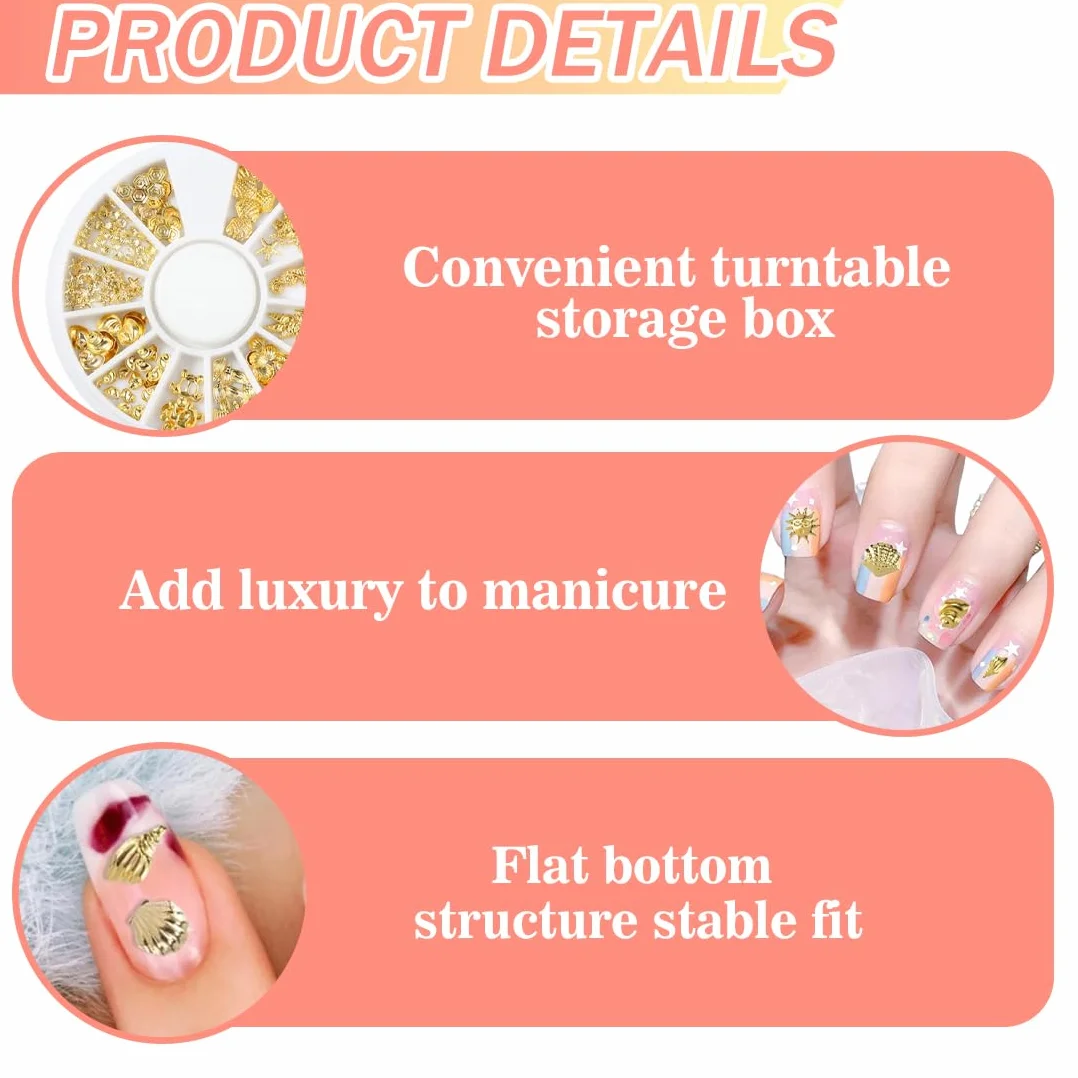 Bijoux Ongles Nail Art, Decoration Ongle (Gold*2)