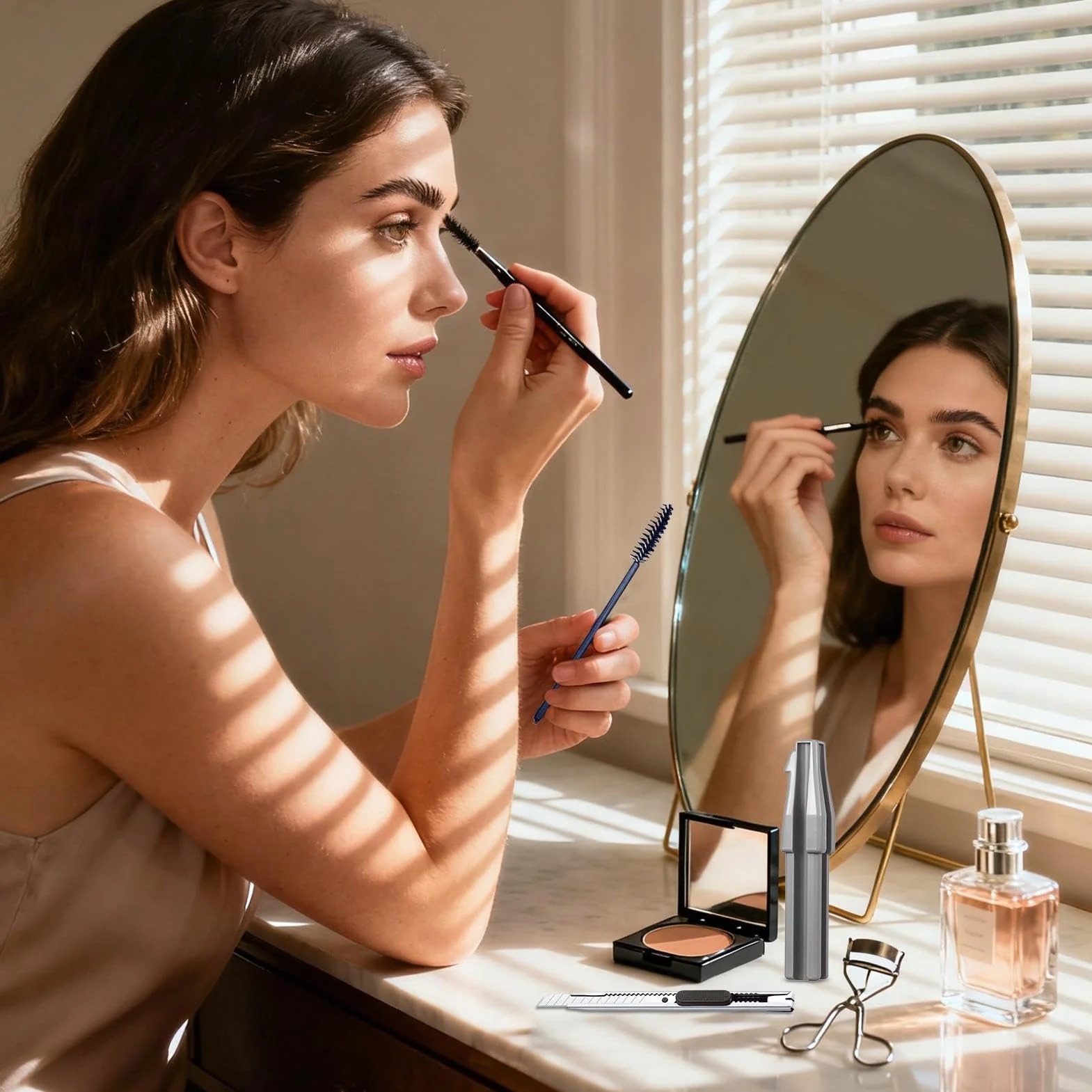 Taille-crayon à sourcils avec brosse | Outil de maquillage manuel