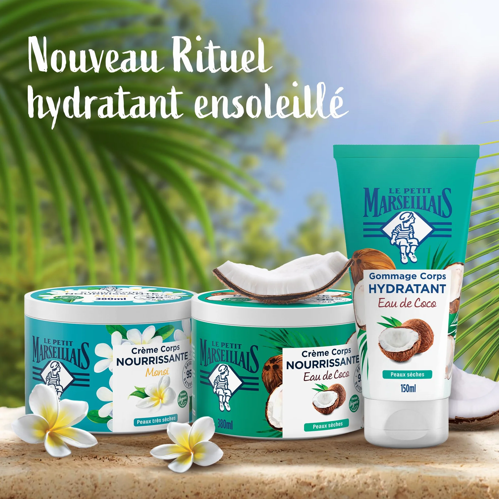 Le Petit Marseillais Crème Corps Nourrissante Eau de Coco 380 ml Crème hydratante peaux sèches Vegan