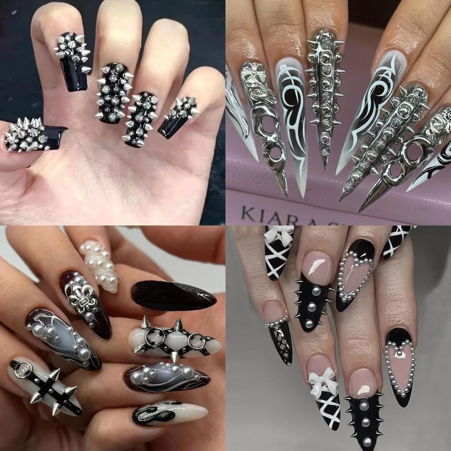 Boîtes de Charme Gothique pour Ongles Clous Rivets Mini Pointes Perles Punk Style Victorien Décorations Halloween