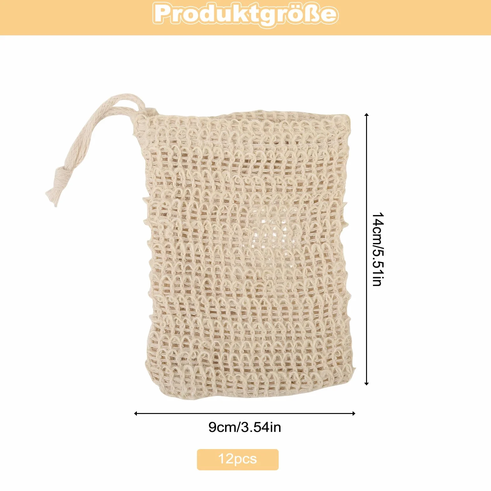 Sacs à savon bio en sisal naturel pour douche - Lot de 12