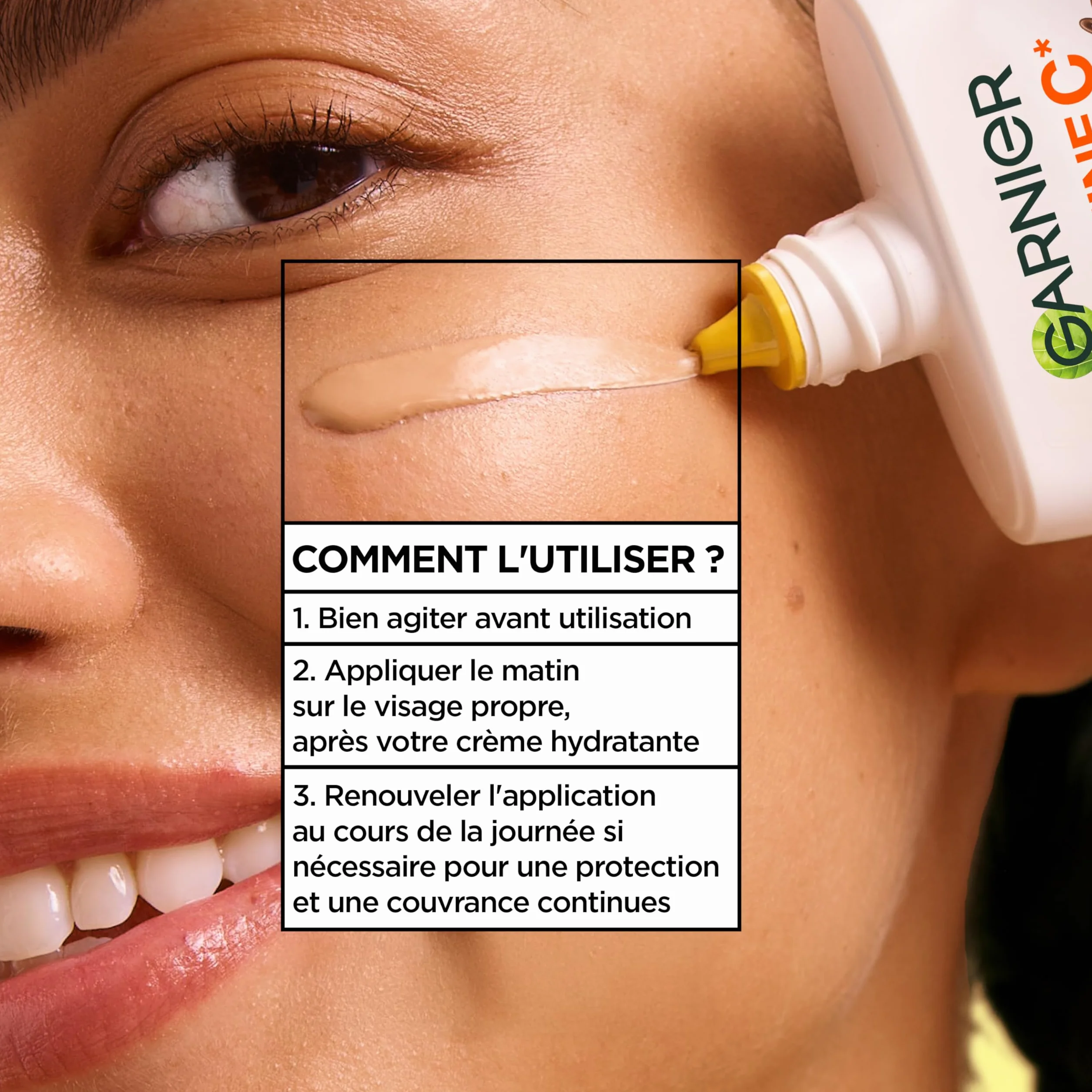 GARNIER SkinActive Vitamine C Fluide Perfecteur Teinté Wonder Tint SPF50+ Soin Visage Teinte Medium 40 ml