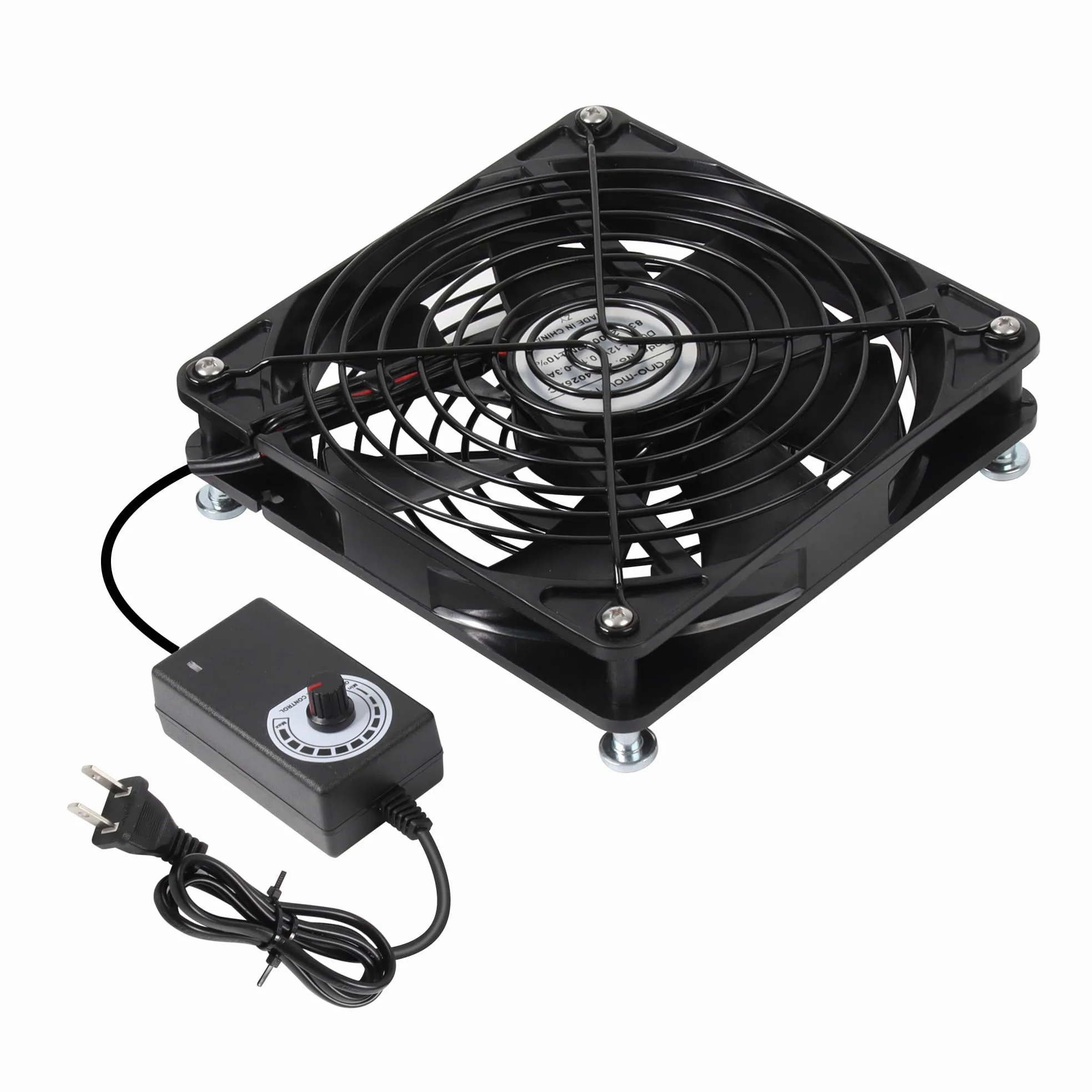 Ventilateur de refroidissement pour ordinateur avec vis magnétiques et vitesse réglable - Flexible pour armoire, serveur, plate-forme minière, poulailler et plus encore - 140 mm x 25 mm