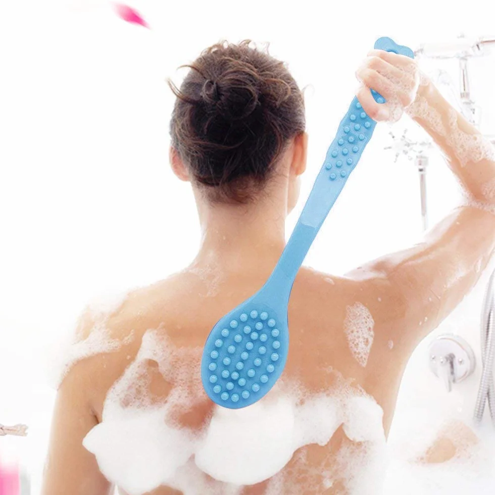 QiCheng&LYS brosse de bain à manche long, brosse de massage corporelle douce, nettoyage du dos (bleu)