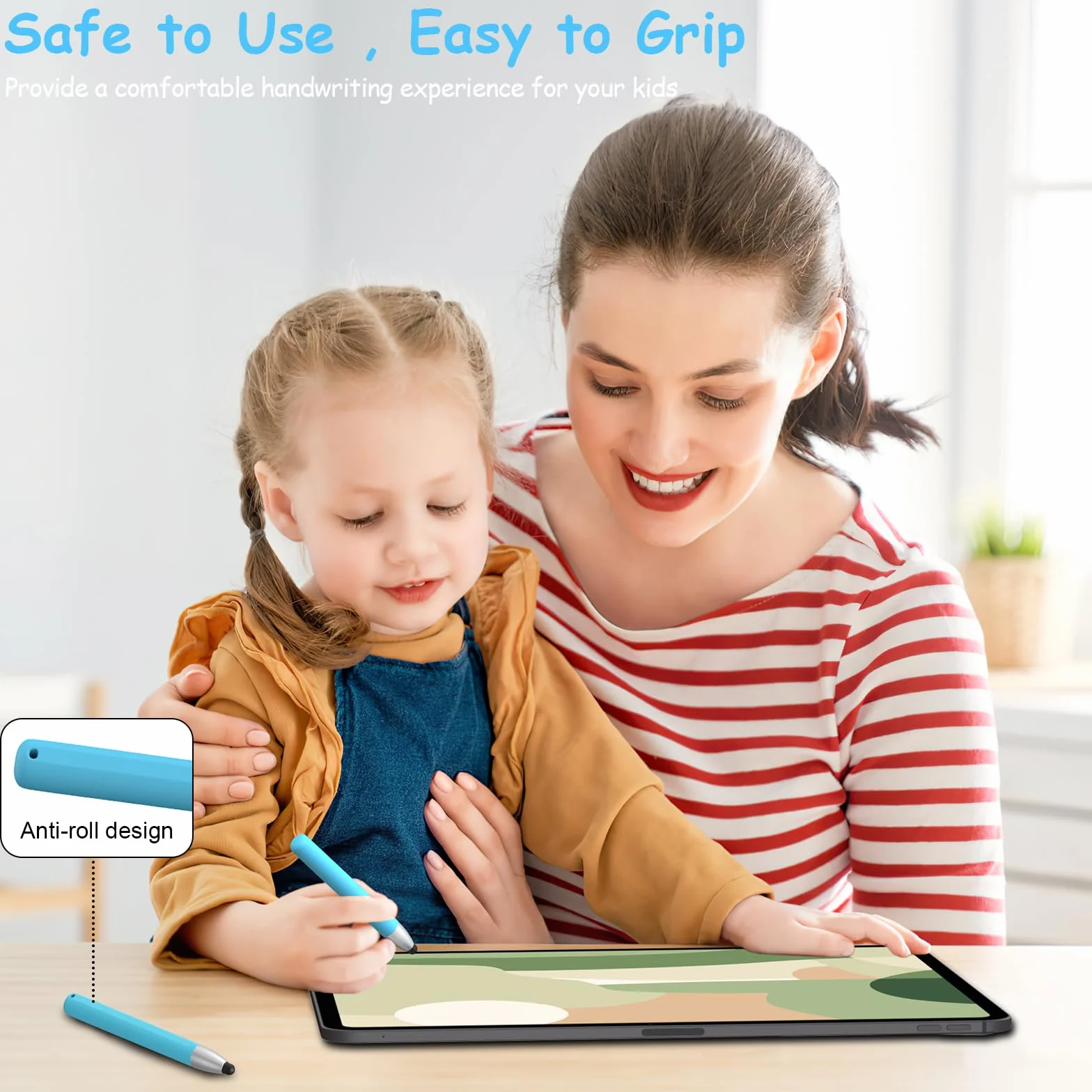 Stylet pour écran tactile adapté aux enfants, compatible iPad Fire Kindle iPhone Android (Bleu)