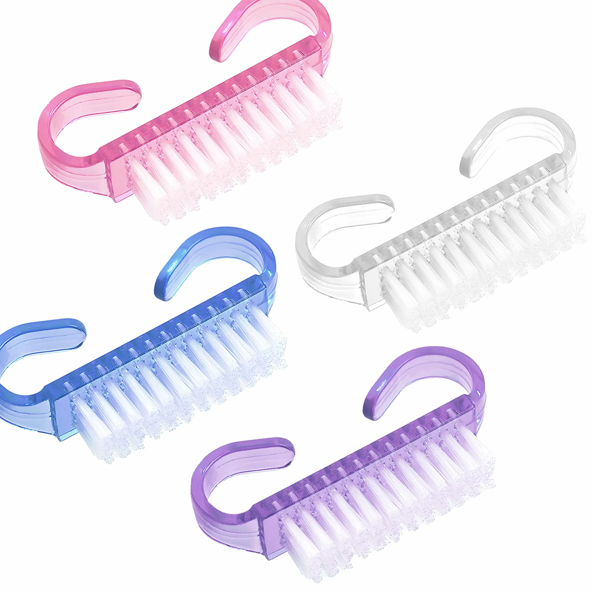 Set de 4 Brosses à Ongles à Manche, Brosse de Nettoyage pour Manucure et Soins des Ongles