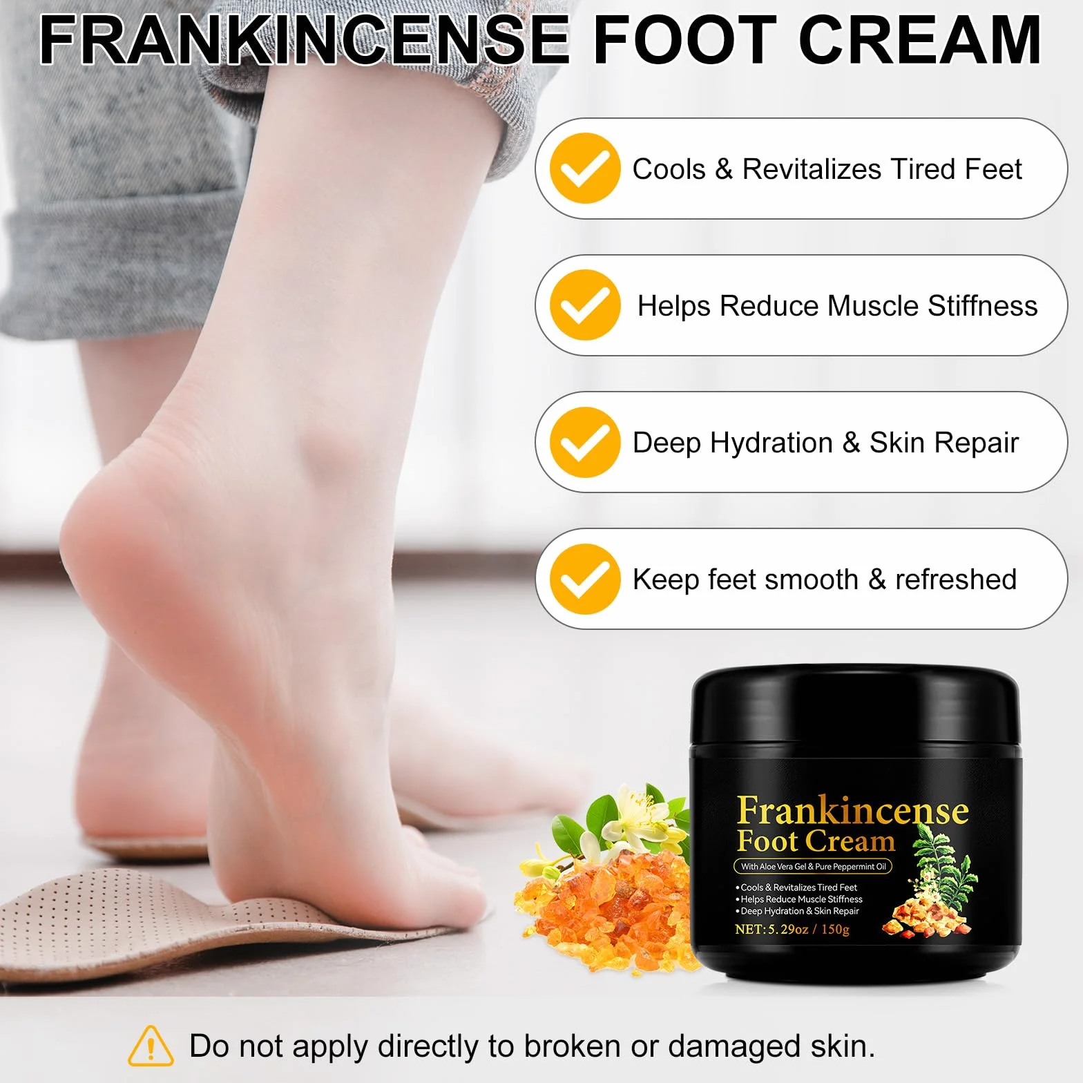 Crème pour Pieds Fatigués Soin Réparateur Encens Menthe Pure 150g