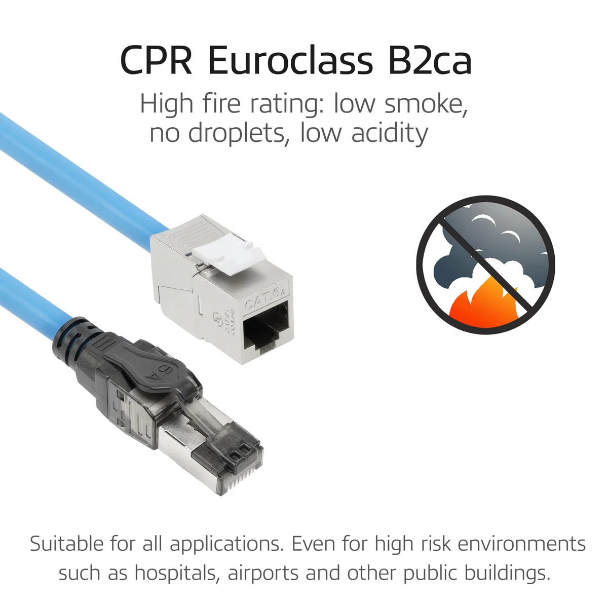 ACT Câble d'installation CAT6A S/FTP, 25 m, pré-assemblé, prise en charge 4PPoE, 100 W, 23 AWG, classification B2ca, connecteur RJ45, pour environnements à haut risque, mâle vers femelle - FB0125