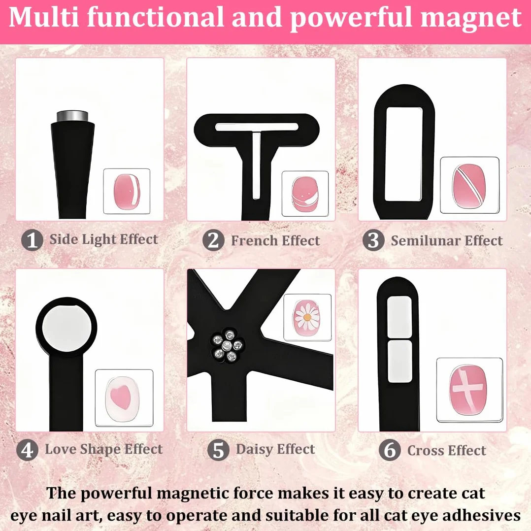 Stylo Aimant Multifonctions 5 en 1 Plastiques Cat Eyes Ongles Vernis Aimant DIY Outil Nail Art