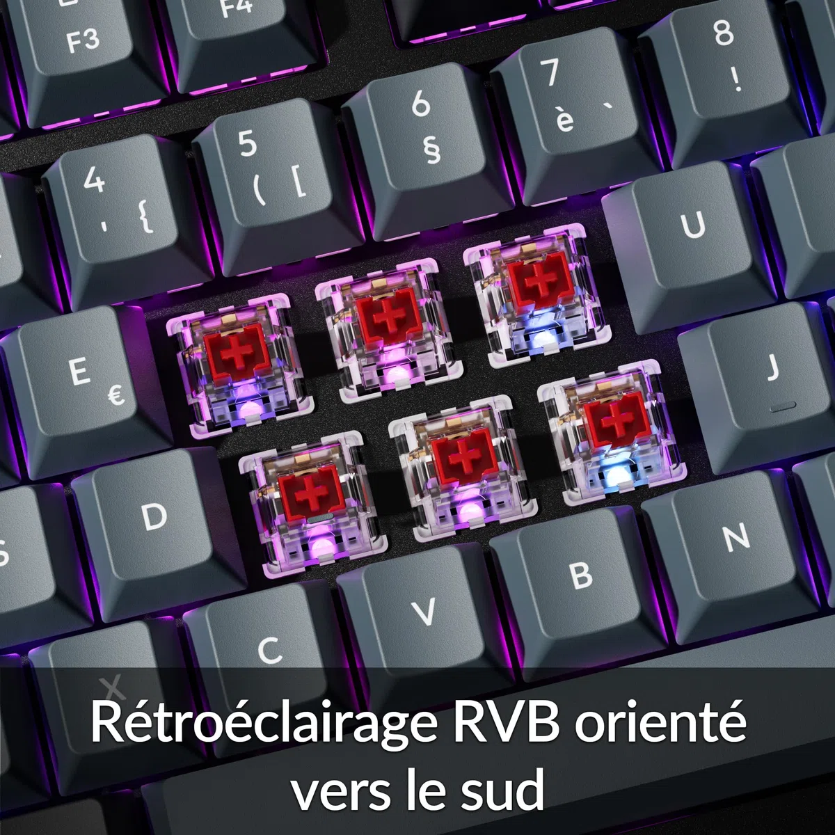 Keychron K10 Pro Clavier Mécanique 100% AZERTY, Bluetooth 5.1 et Câble USB-C, Compatible QMK/Via, Rétroéclairage RGB, Batterie de 4000 mAh, Clavier Gamer sans Fil pour Mac et Windows, Switches Rouges