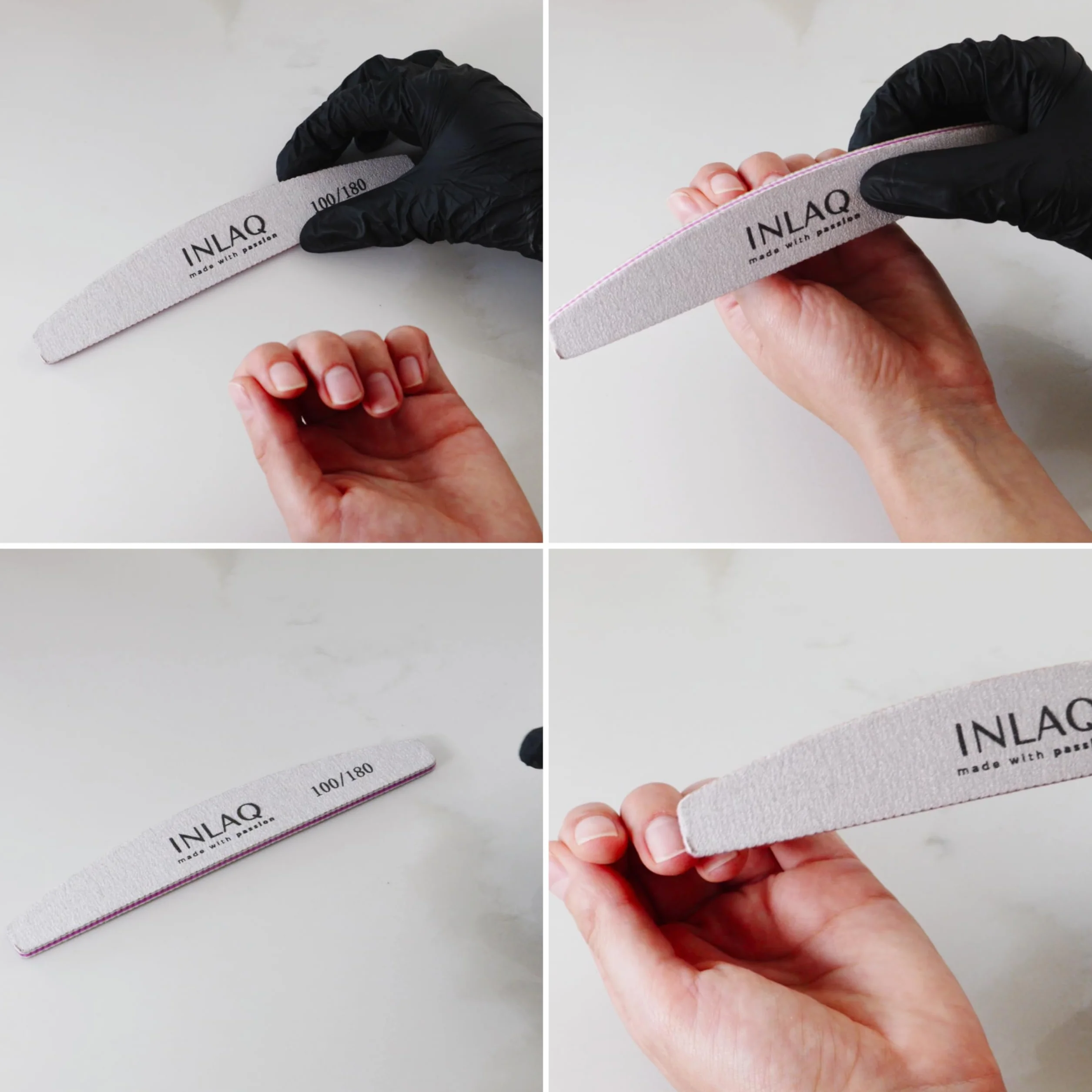 INLAQ Lime à Ongles 100/180 - Professionnelle en demi-lune Durable Résistante à l'abrasion - Set de Limes à Ongles Jetable - 25 pièces