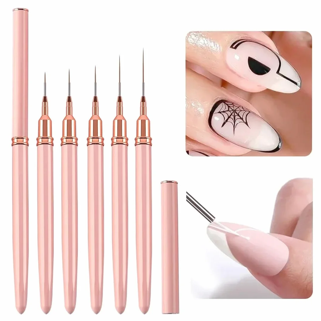 WeddHuis Nail Art Pinceaux Liner Ultra Fin 5 Pièces Set French Manucure 7/9/11/15/25 mm