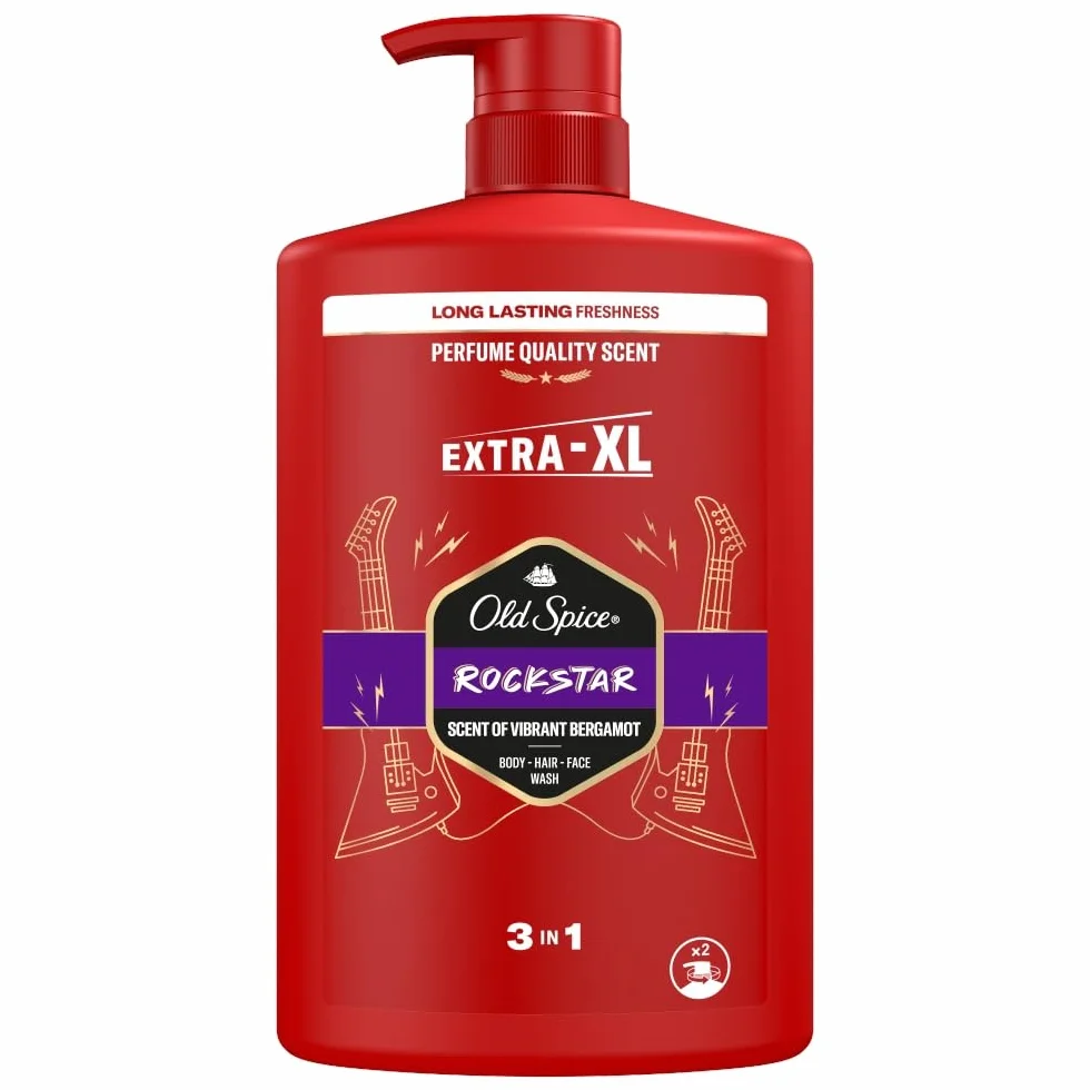 Old Spice Rockstar Shampooing 3 en 1 cheveux visage corps 1000 ml fraîcheur longue durée