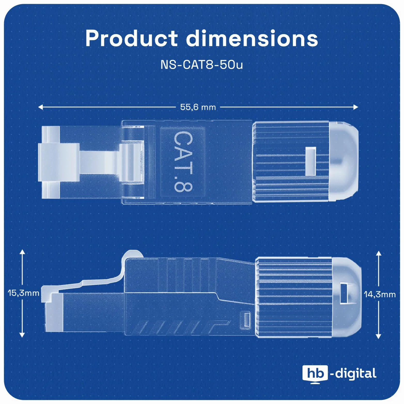 HB-DIGITAL Lot de 8 connecteurs CAT 8 RJ45 pour câble de pose Ethernet LAN rigide – Montage sans outil STP entièrement blindé avec contacts plaqués or 50 µ Connecteur haute vitesse 40 Gbit/s