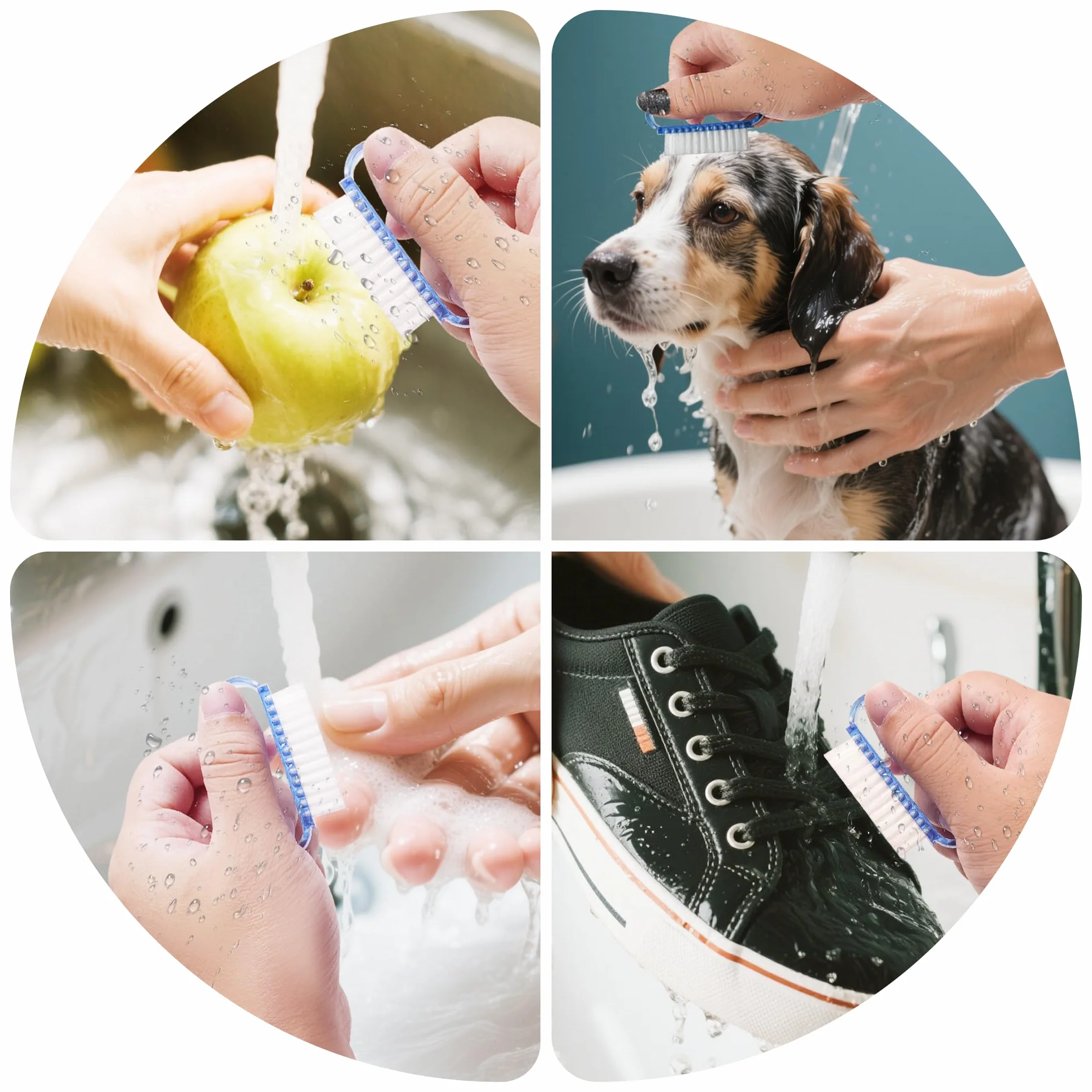 Set de 4 Brosses à Ongles à Manche, Brosse de Nettoyage pour Manucure et Soins des Ongles