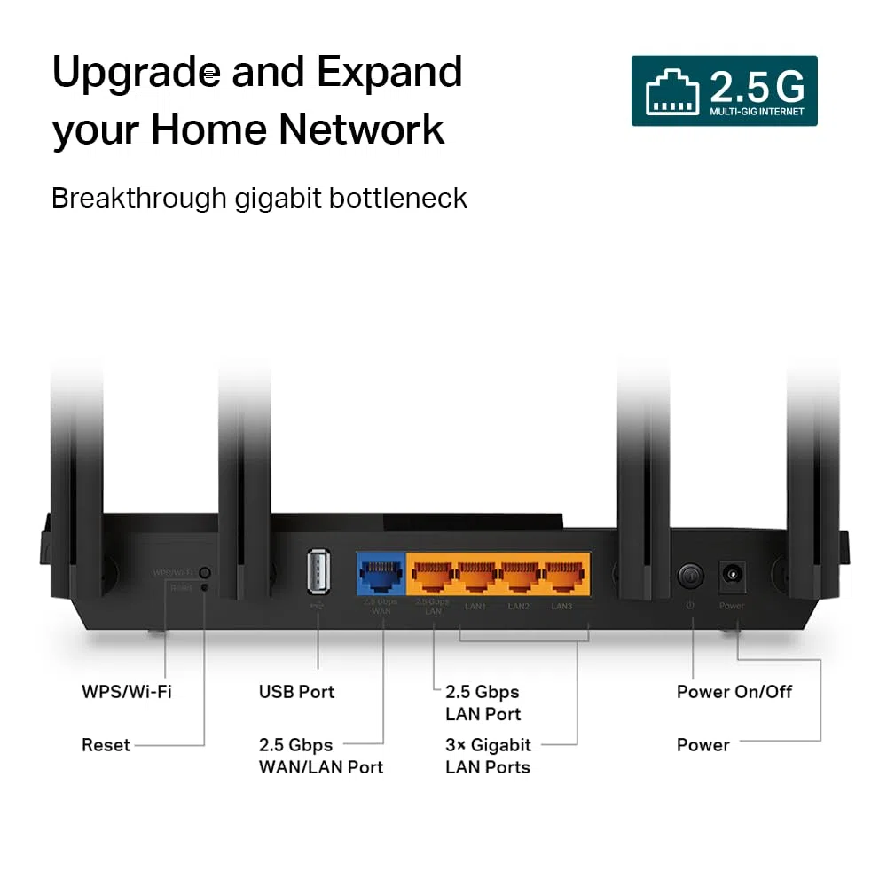 TP-Link AX3000 WiFi 6 Router (Archer AX55 Pro) - Multi Gigabit Wireless Internet Router, 1 x 2.5 Gbps USB Port, Dual Band, VPN, OFDMA, MU-MIMO, WPA3, Compatible with Alexa