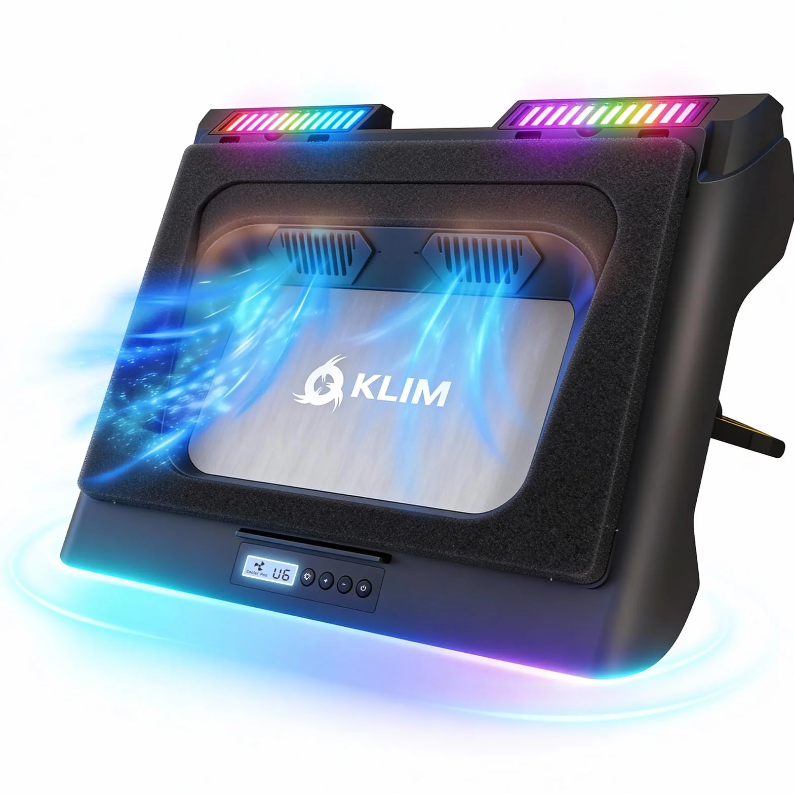 KLIM Mistral Support Ordinateur Portable Ventilé Refroidisseur PC Portable Turboventilateur 4500 RPM Joint Caoutchouc 14-17"