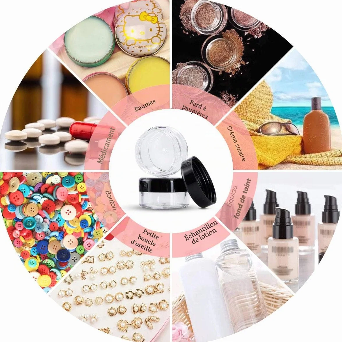 MELLIEX 60 Pièces Pots Cosmétiques Vide en Plastique Clair pour Lotion Crème Échantillon 5ml