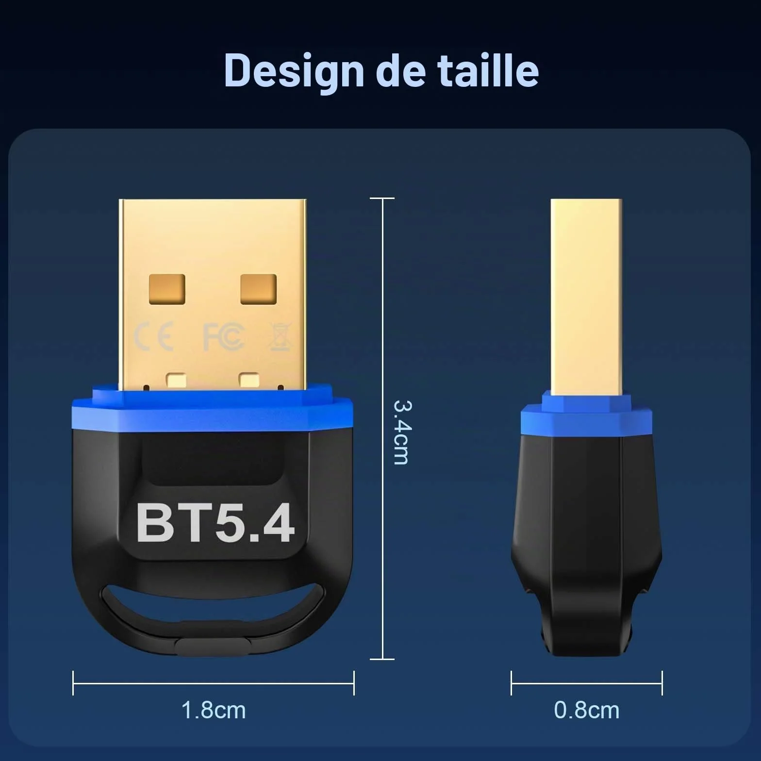 Hoppac Dongle Bluetooth 5.4, Adaptateur Bluetooth USB Faible Latence pour PC, Compatible Windows 11/10/8.1/7
