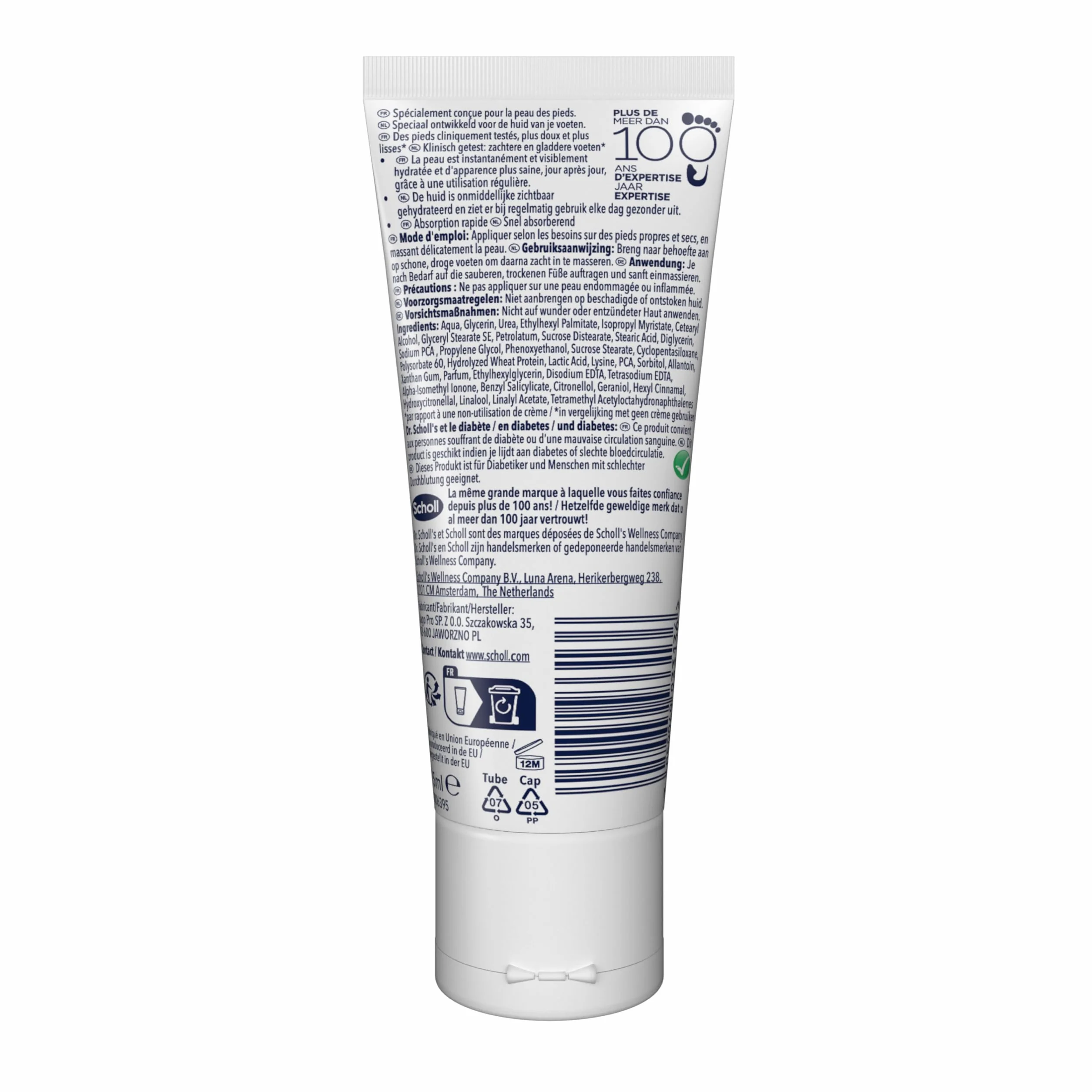 Dr. Scholl's Crème Pieds Hydratation Renforcée Peaux Sèches 75ml