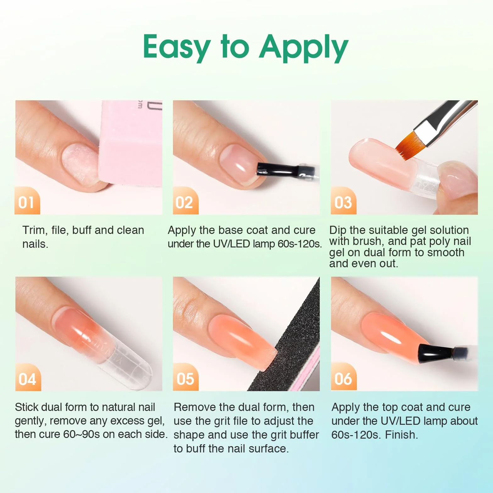 ROSALIND Kit UV Acrygel pour Ongle Complet 8 Couleurs 10 ml Lampe UV Base Top Coat Manucure DIY Nail Art